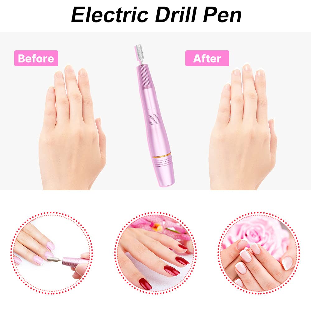 Layfoo Electric Nail Pen - 20000 RPM Professional Manicure Kit with Multiple Bits for Natural Nails, Home Salon & DIY Nail Care (Black) | Perfect for Gel Polish Removal, Acrylic Shaping & At-Home Nail Art