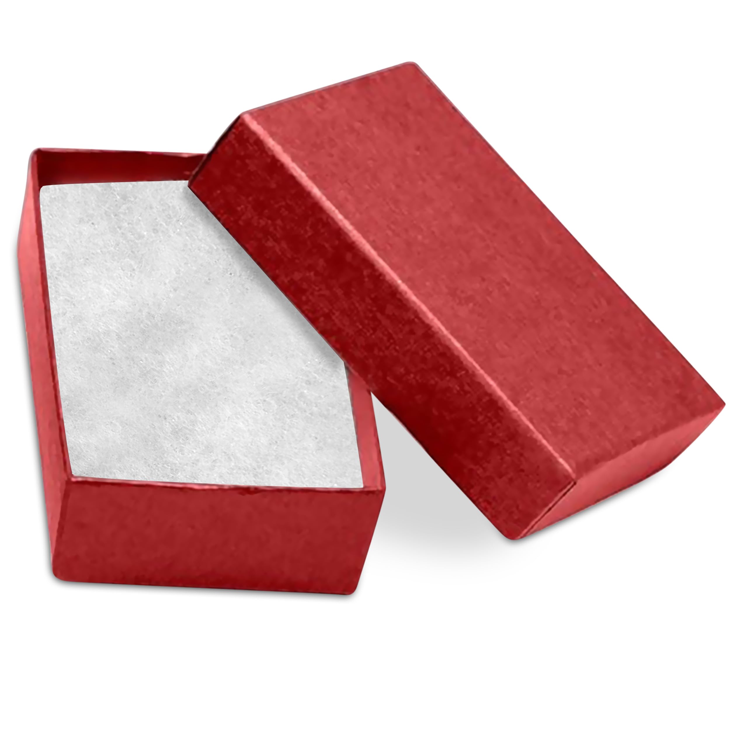 25 Pack Red Jewelry Gift Boxes 2.5x1.62x1 Inch - Premium Cotton Filled Cardboard Jewelry Storage Box with Lid - Made in USA - Perfect for Bracelets, Necklaces, Rings & Earrings - Great for Gift Wrapping, Wedding Favors & Retail Display