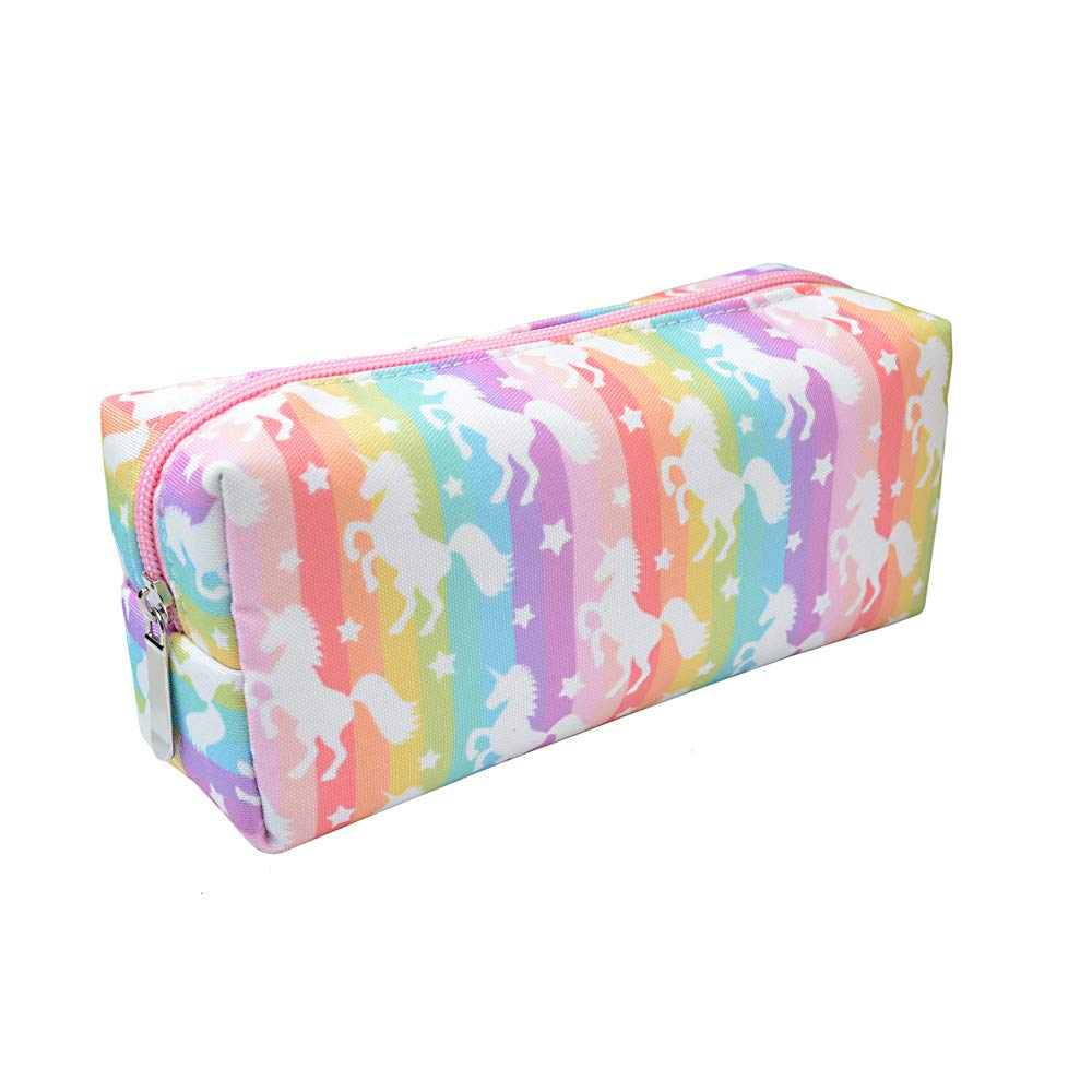 Rantanto Canvas Pencil Holder Case - Rainbow Unicorn Design for Pens, Stationery & Makeup | Perfect for School, Office & Travel Organization (CPH005)