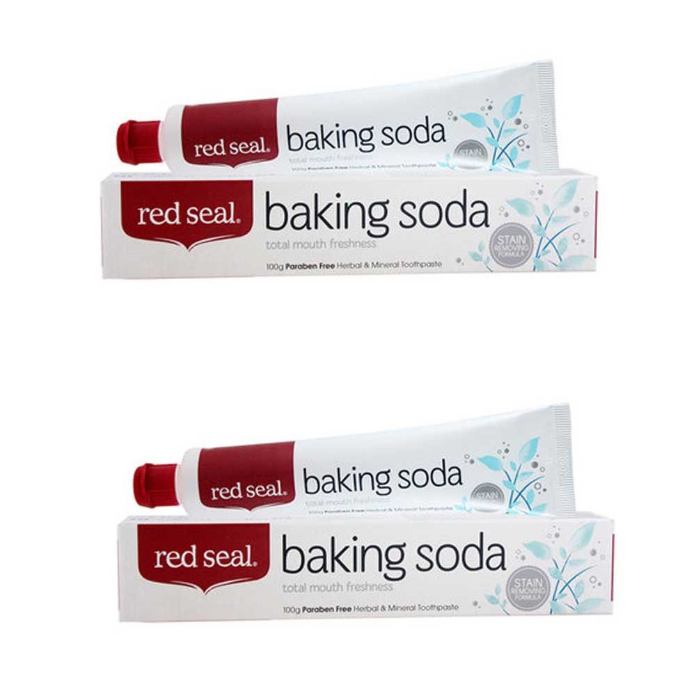 Red Seal Natural Toothpaste - Fluoride-Free, Preservative-Free, No Artificial Flavors or Colors - Promotes Teeth & Gum Health, Whitens Teeth with Baking Soda - 3.5oz (2-Pack) for Fresh Breath & Daily Oral Care