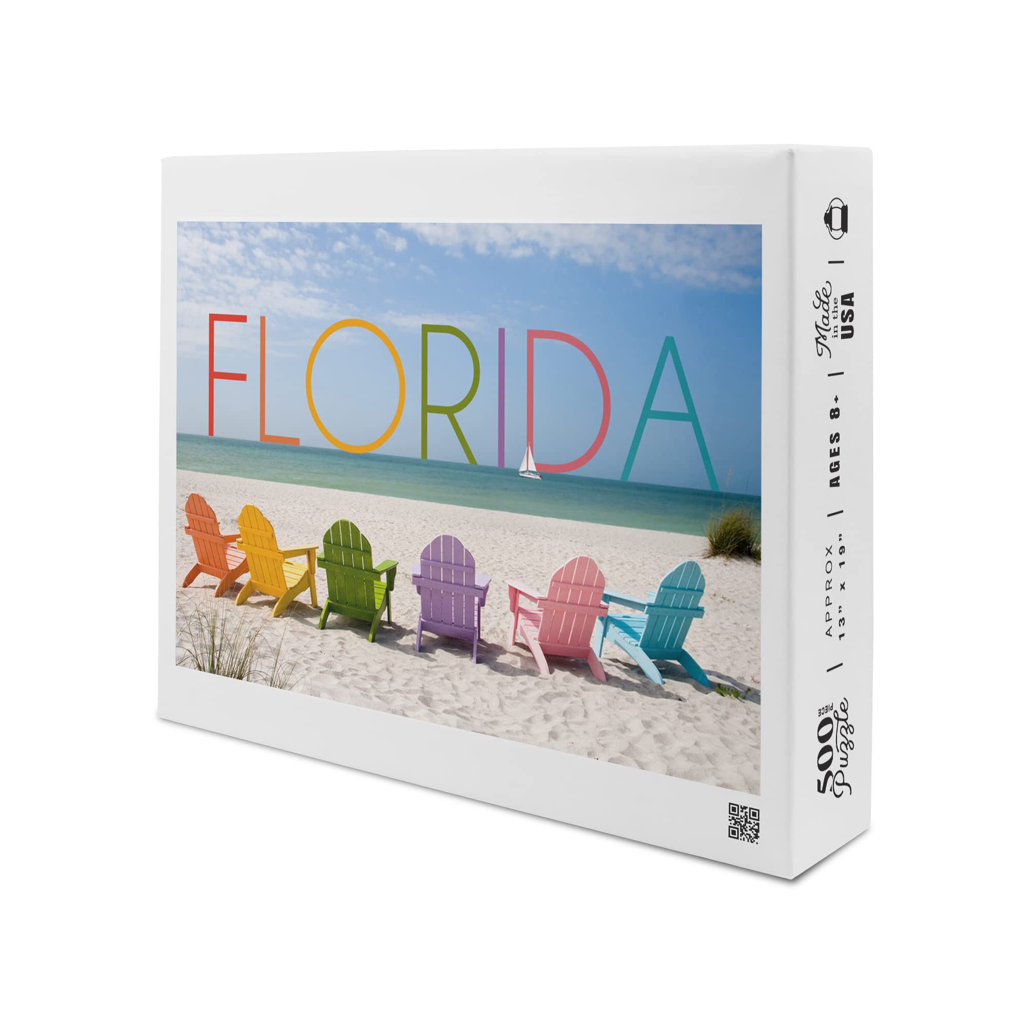 Florida Colorful Beach Chairs 19x27 Inch Premium 500-Piece Jigsaw Puzzle for Adults & Family - Made in USA | Perfect for Relaxation, Family Bonding & Home Decor