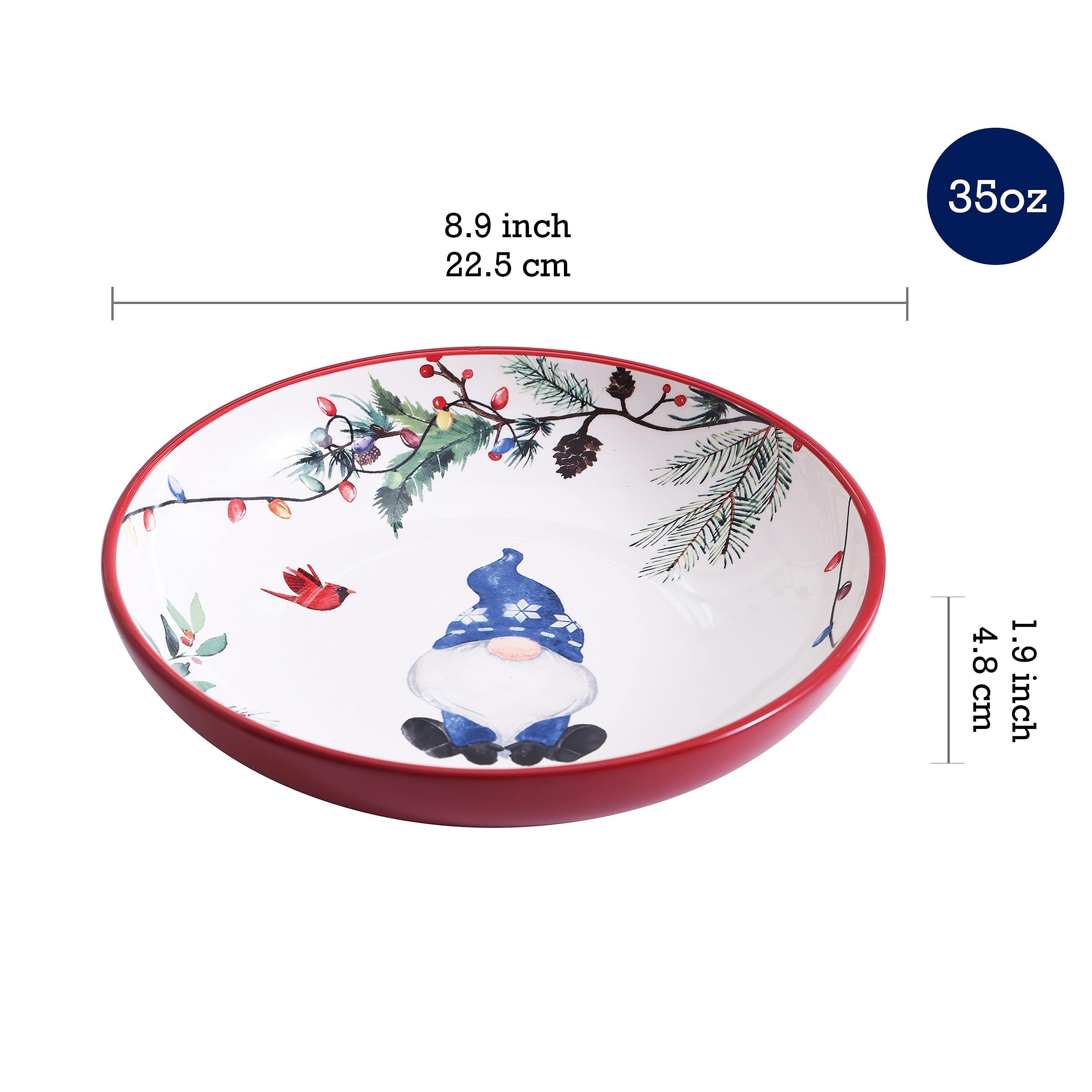 Bico Christmas Gnomes Ceramic Dinnerware Set - 12-Piece Service for 4 (Includes 11
