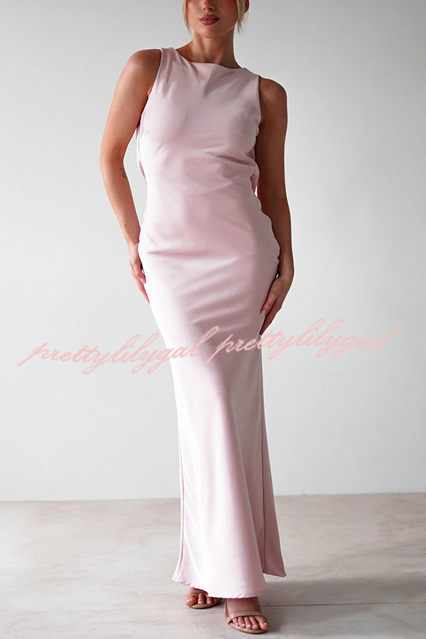 Elegant Solid Color Backless Lace-Up Slim Maxi Dress for Women - Perfect for Evening Parties, Weddings & Date Nights