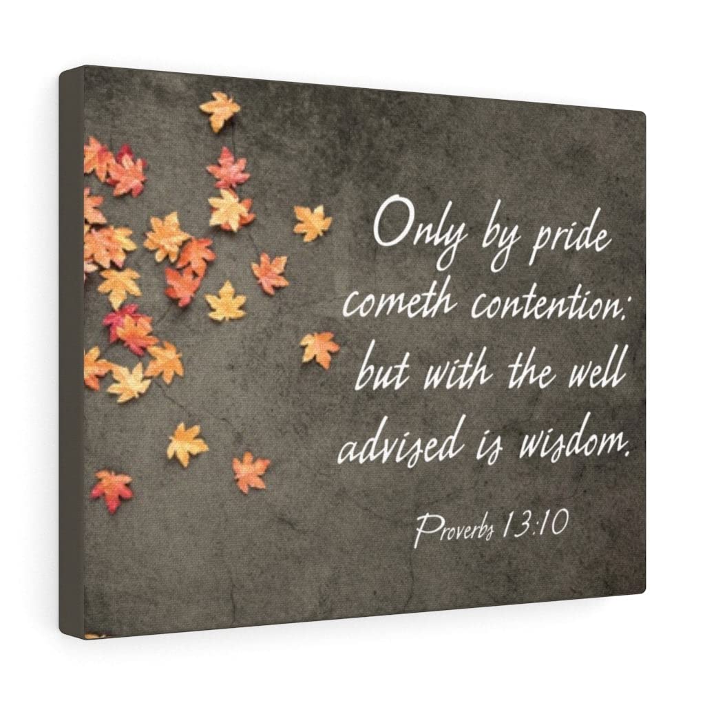 Bible Verse Canvas Wall Art - Proverbs 13:10 Christian Scripture Print - Ready to Hang Home Decor for Living Room, Bedroom & Church - Inspirational Gift for Weddings, Baptisms & Housewarmings