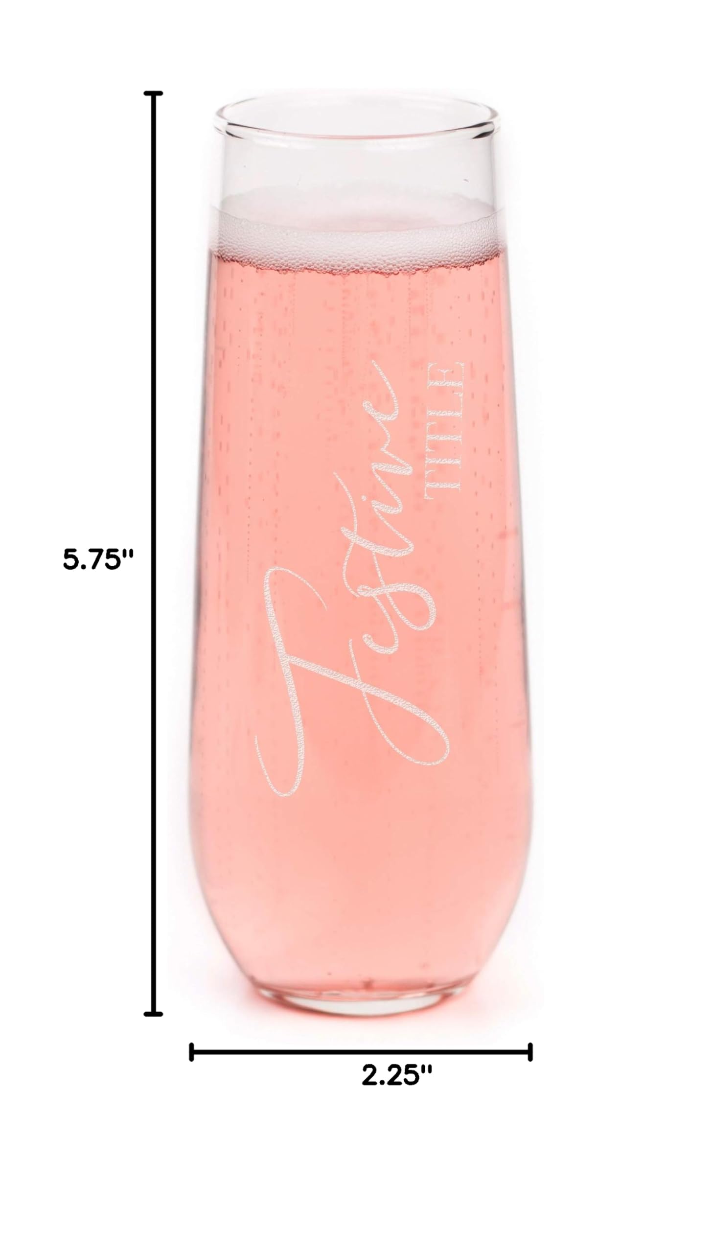 Personalized Engraved 8.5oz Stemless Champagne Flute - Custom Etched Glassware for Women, Bridesmaids & Bridal Showers - Elegant Mimosa Bar Supplies for Weddings, Baby Showers & Birthday Parties - Perfect for Celebrations & Special Occasions