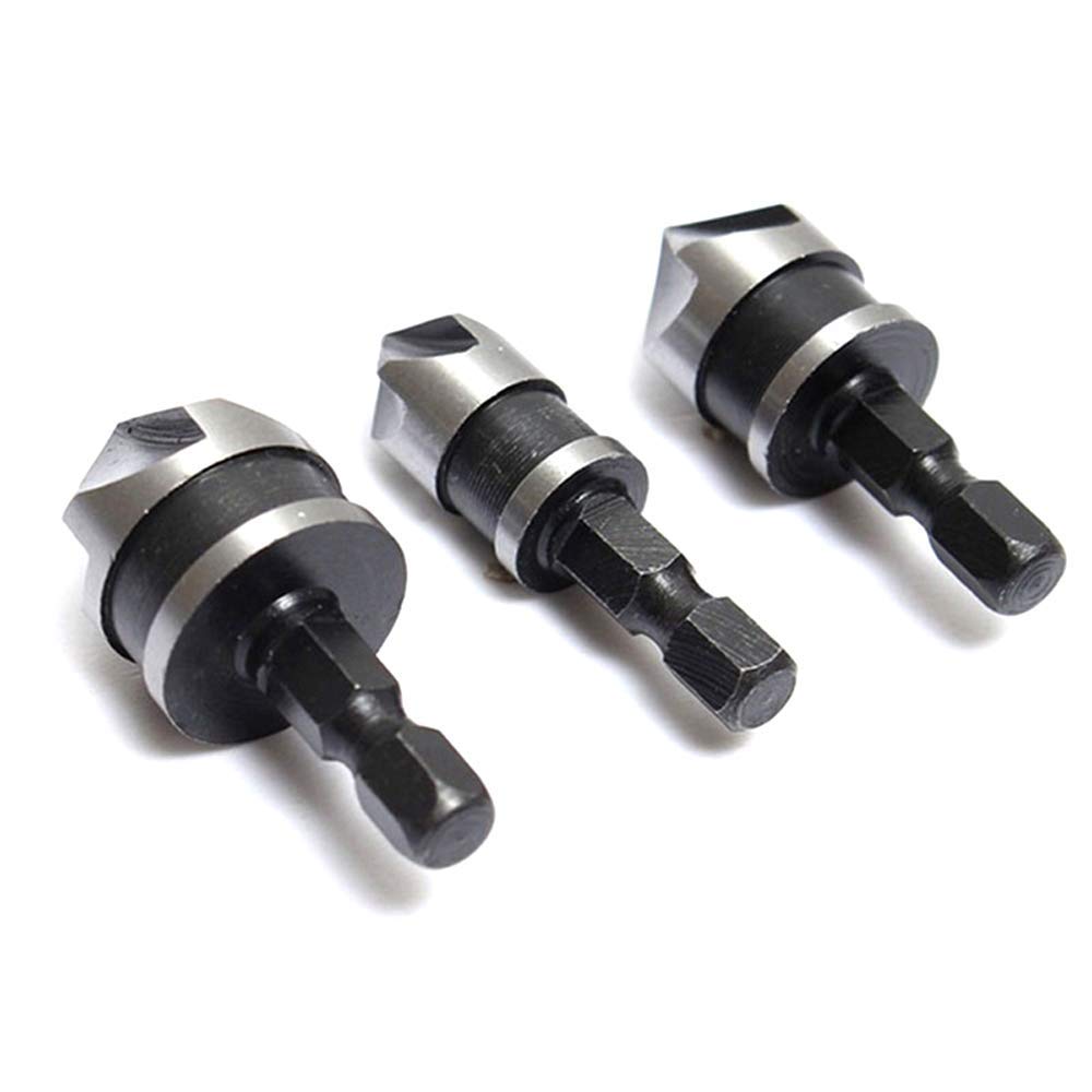 3pcs/Set Hex Shank Countersink Drill Bit Set - High Speed Steel Boring Tools for Wood & Metal - Quick Change Hex Shank for Easy Use - Perfect for DIY Projects, Furniture Making & Metalworking