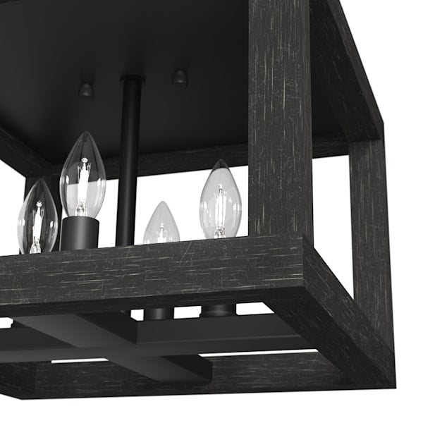 Hunter Squire Manor 4-Light Flush Mount Ceiling Light Fixture - Matte Black/Dark Ash Finish - Perfect for Bedroom, Living Room & Hallway Lighting