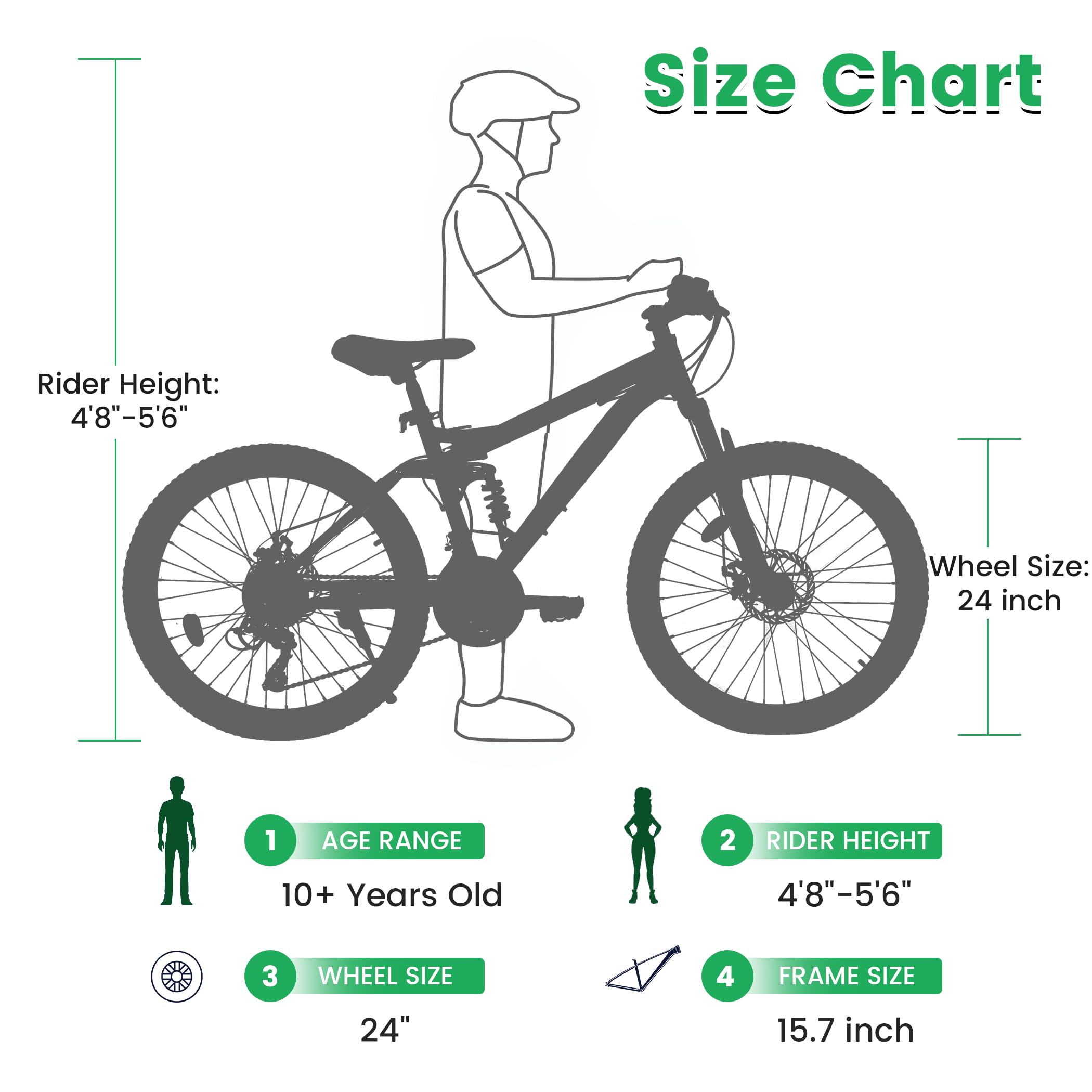 **24/26/27.5 Inch Mountain Bike for Men & Women - 21-Speed Dual Suspension, Disc Brake, Carbon Steel Frame - Trail, Beach, Snow, Commuter & City Riding - Perfect Birthday Gift**