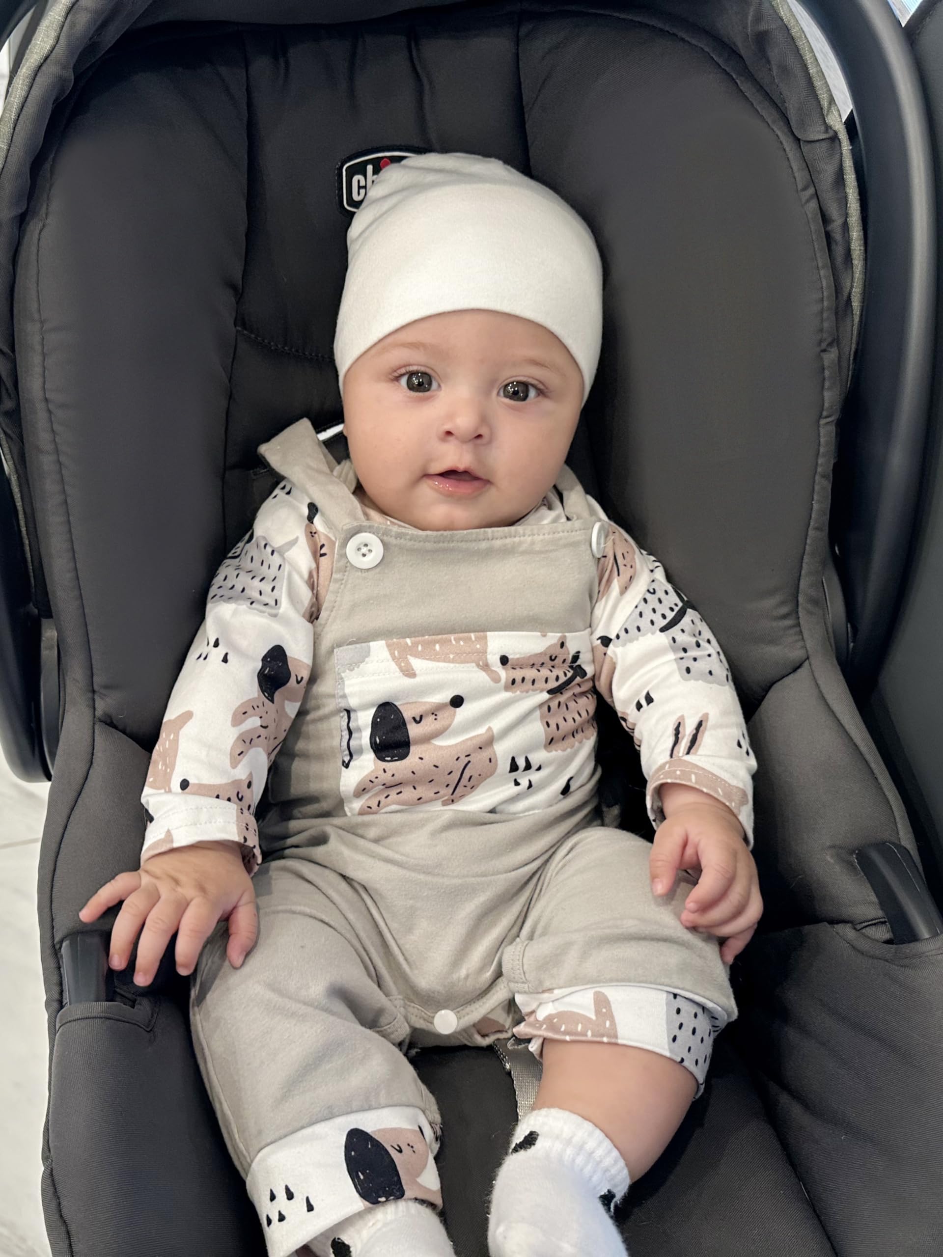 Adorable Baby Boy Clothes - Long Sleeve Animal Print Romper & Plaid Overalls Jumpsuit | Cute Outfits for Newborns & Infants | Perfect for Playtime, Photo Shoots & Special Occasions