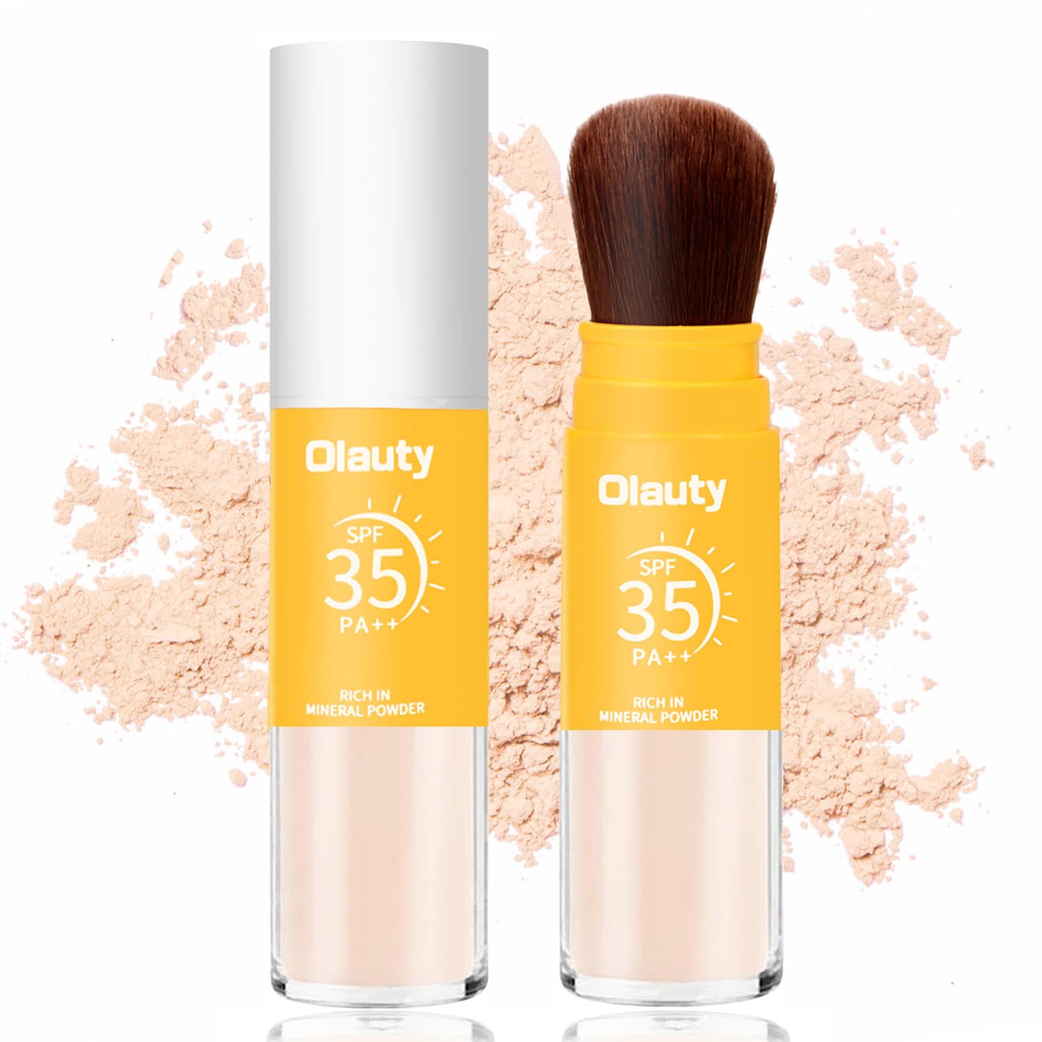 Mineral Sunscreen Setting Powder SPF 35 - Natural Matte Finish Brush Sunscreen for Face & Scalp | Oil Control, Long Lasting & Breathable | Medium Shade #02 | Perfect for Outdoor Activities, Beach Days & Daily Sun Protection