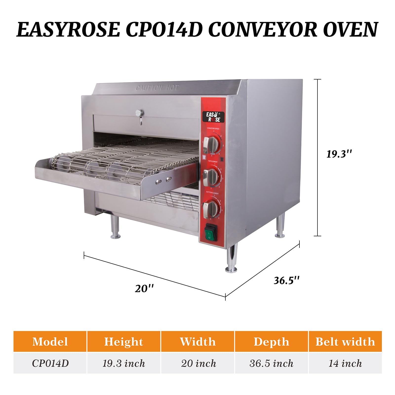 Commercial Countertop Pizza Conveyor Oven - 3600W 240V 60Hz, 14