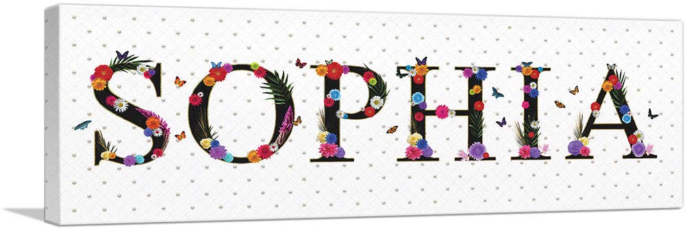 Sophia Girls Name Canvas Wall Art - 36x12 Inch Stretched Framed Painting, Giclee Print Poster for Bedroom Decor | Perfect Nursery, Kids Room & Teen Girl Gift Idea