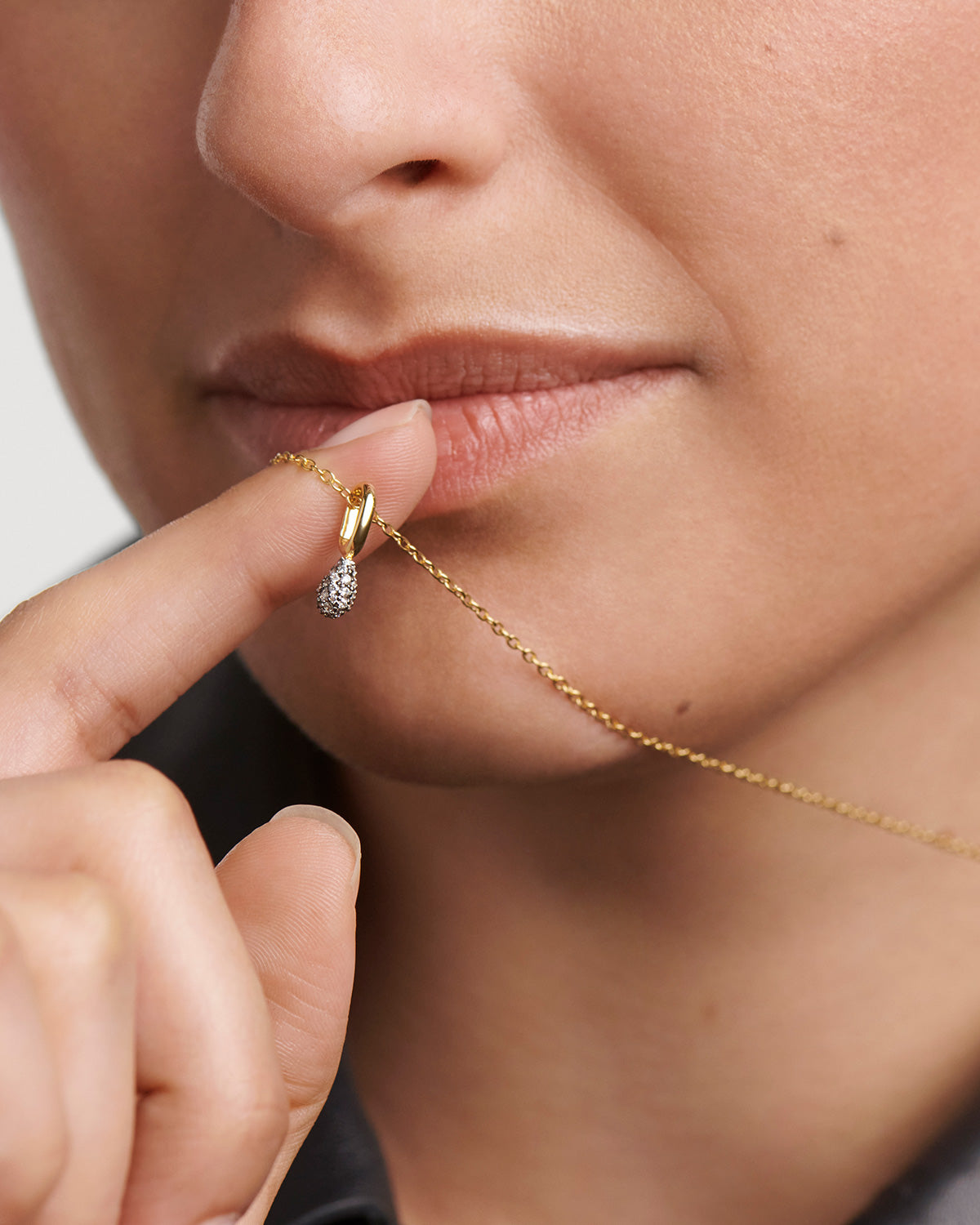 GRID 3 Pavé Lava Necklace - Elegant Volcanic Stone Jewelry for Women | Perfect for Date Nights, Weddings & Special Occasions