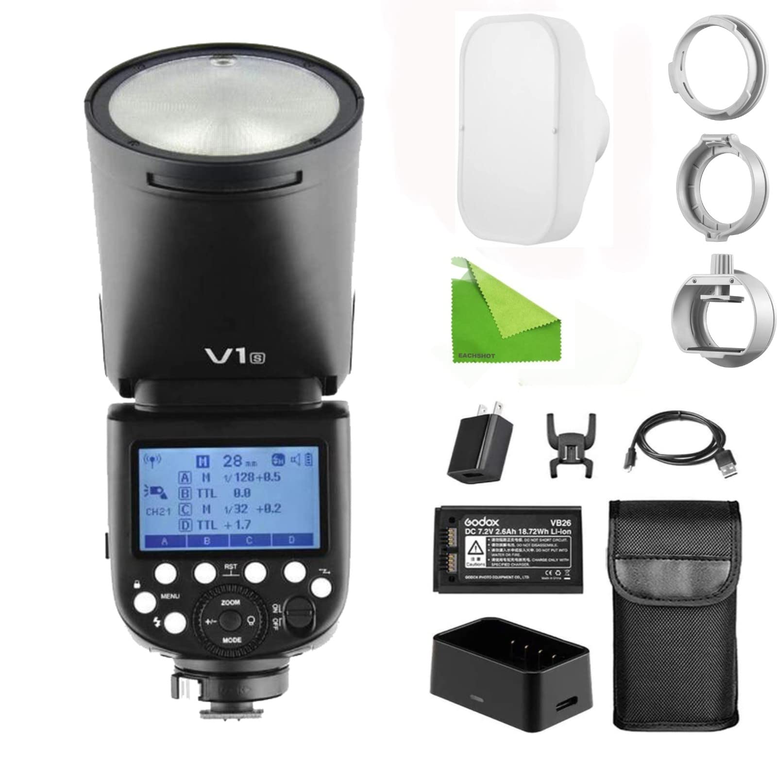 Godox V1-S Round Head Flash Speedlite for Sony DSLR Cameras with ML-CS1625 Diffuser - HSS 1/8000, 1.5s Recycle Time - Perfect for Portrait, Wedding & Off-Camera Photography
