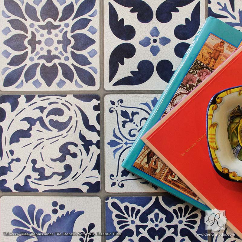 Ceramic Tile Stencils for Trompe L'oeil Painting - DIY Home Decor & Wall Art Design - Perfect for Bathroom, Kitchen Backsplash & Craft Projects
