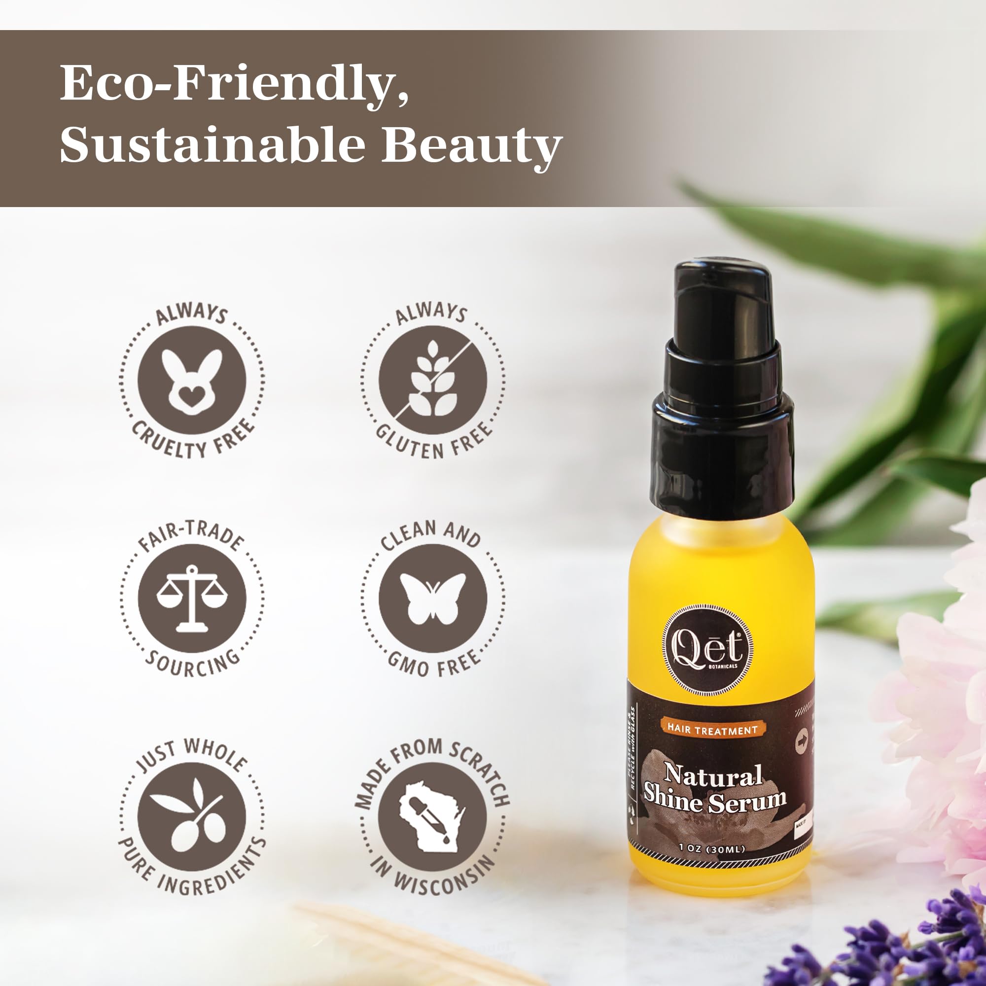 Best Natural Shine Serum for Hair - Organic Argan Oil Treatment for Frizz Control & Hydration - Perfect for Dry, Damaged Hair & Daily Styling