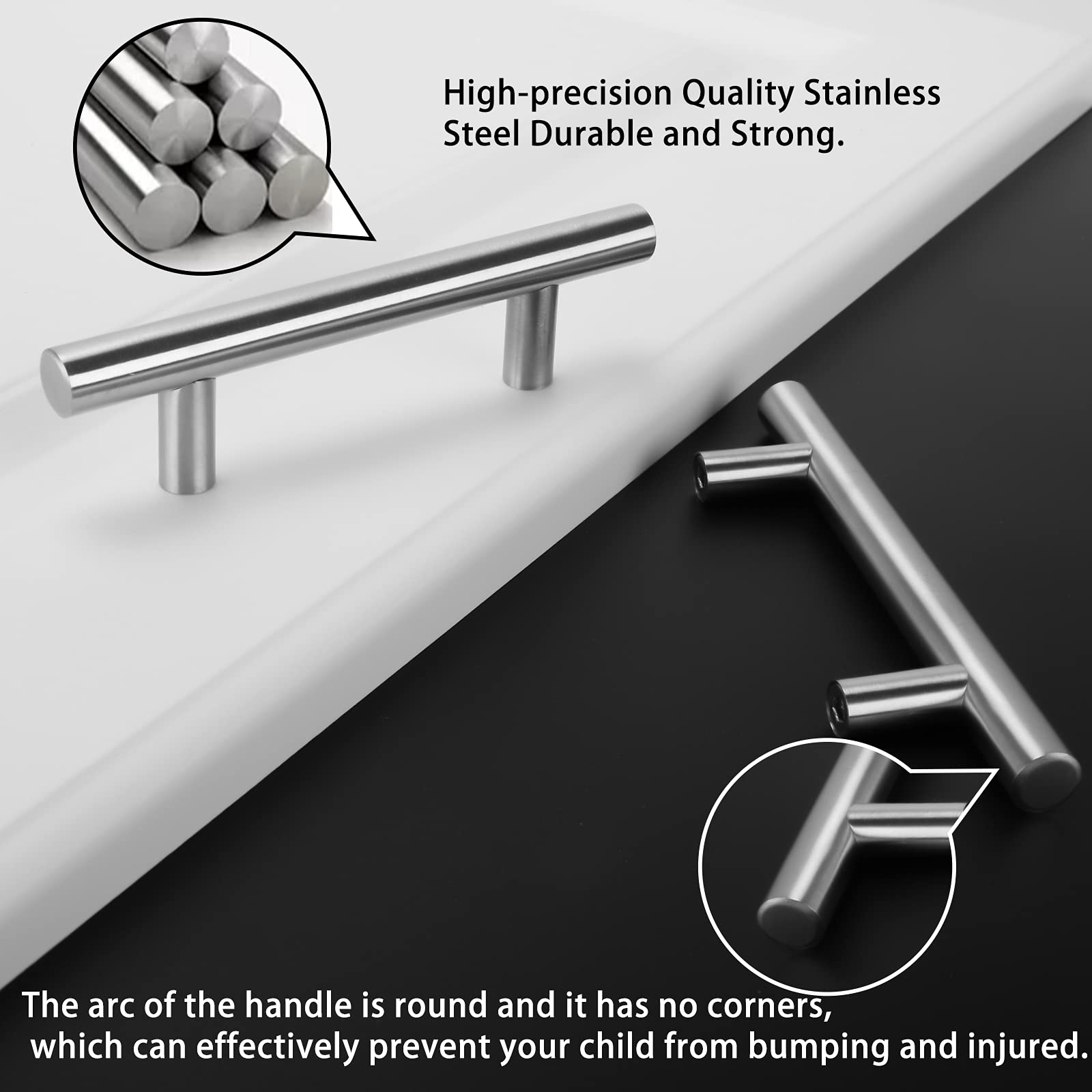 Homdiy Brushed Nickel Drawer Pulls - HD201SN Stainless Steel Kitchen Cabinet Handles, 25 Pack, 3.5 Inch Hole Centers for Dresser, Wardrobe & Furniture Drawers - Perfect for Home Renovation & DIY Projects