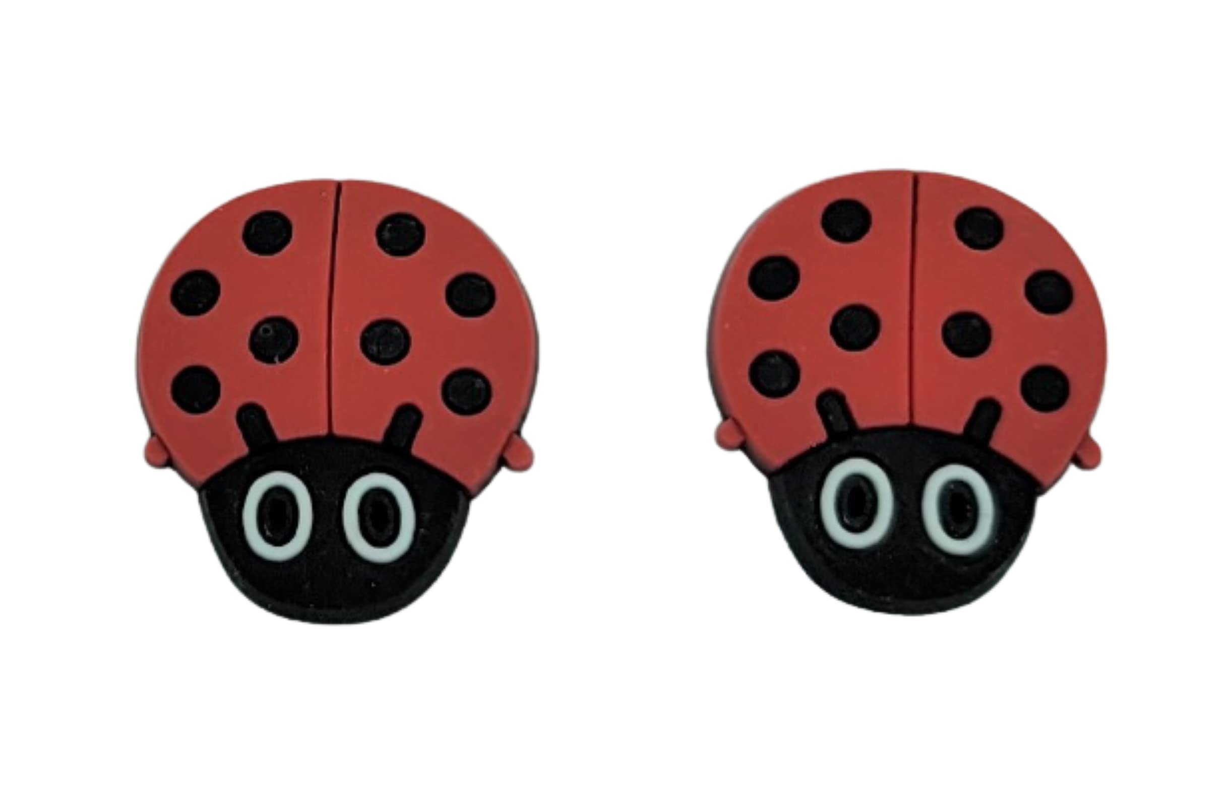 Ladybug Shoe Charms for Crocs Clogs - Set of 2 Multicolor Cute Decorations - Perfect for Kids & Adults Footwear Accessories