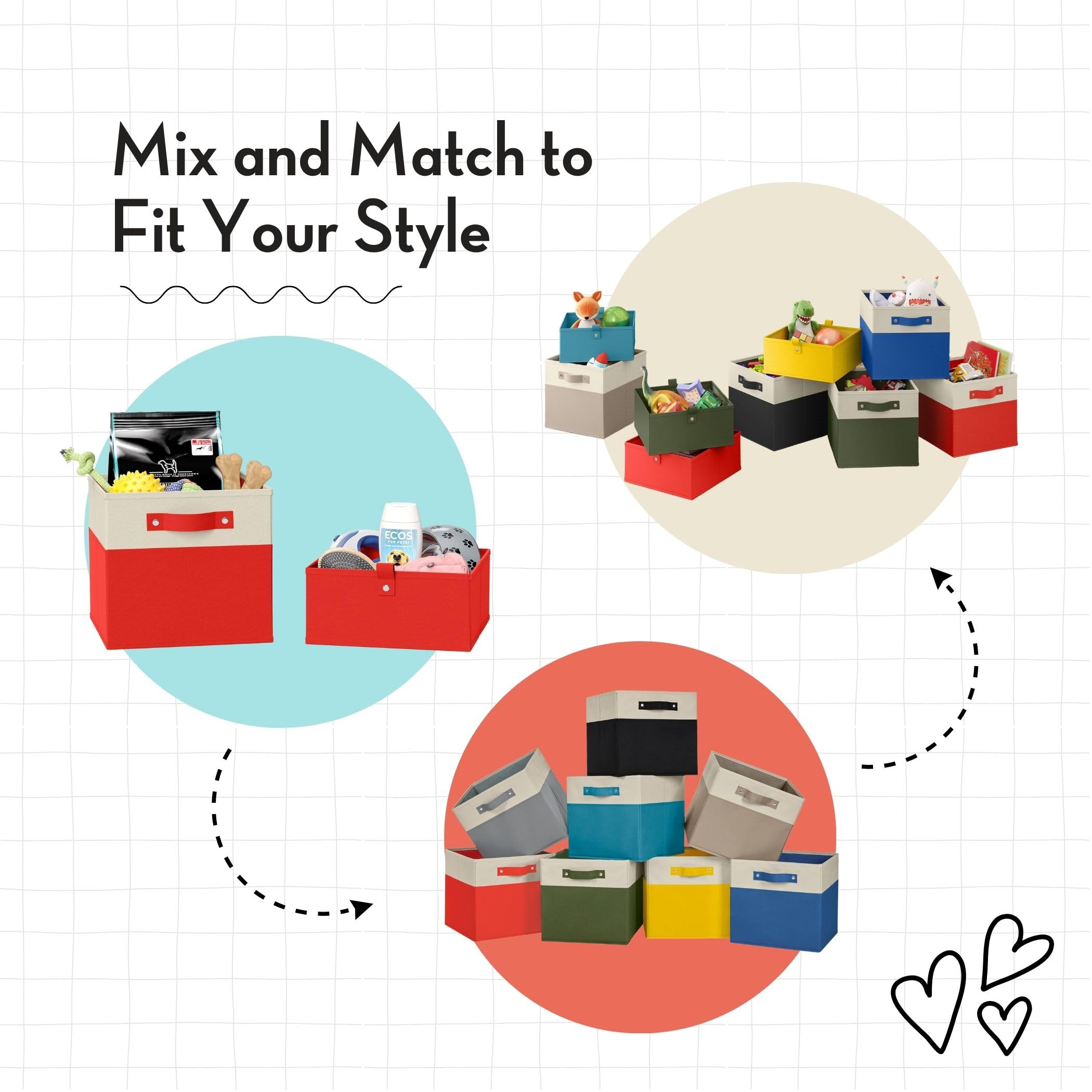 RiverRidge Kids 2-Piece 5-Inch Fabric Collapsible Storage Cube Organizers - Foldable Toy Bins for Playroom, Nursery & Closet Organization (Black) - Perfect for Storing Toys, Books & Kids' Accessories