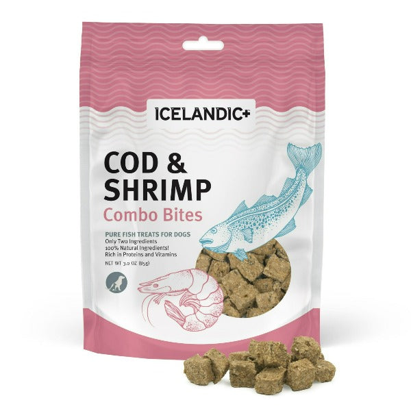 Premium Icelandic Cod & Shrimp Combo Bites - All-Natural Freeze-Dried Fish Dog Treats for Training & Dental Health - Perfect for Small, Medium & Large Dogs