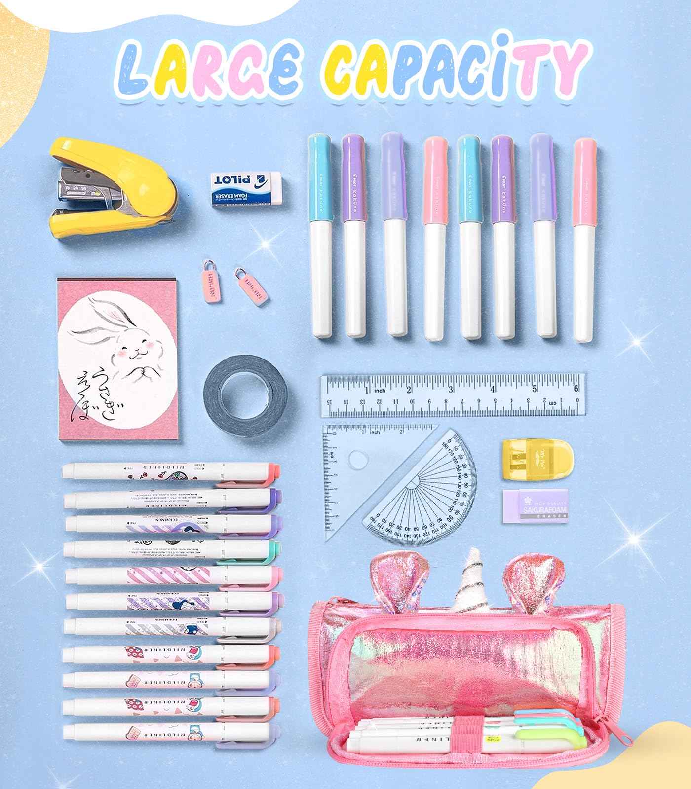 3D Sparkly Pencil Case for Girls - Glitter School Supplies for Students & Kids - Perfect for Back to School