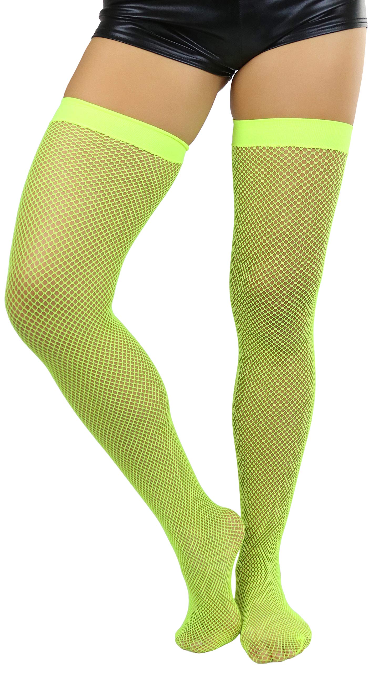ToBeInStyle Women's Bright & Vibrant Fishnet Thigh High Stockings - Sexy Fashion Hosiery for Parties, Cosplay & Night Out Outfits