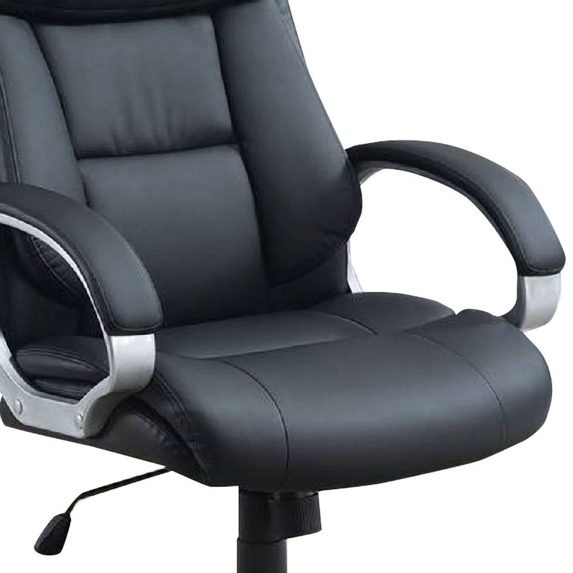 Benjara Ergonomic Office Chair with Padded Back & Curved Arms - Black - Comfortable Desk Chair for Home Office, Gaming & Workspace