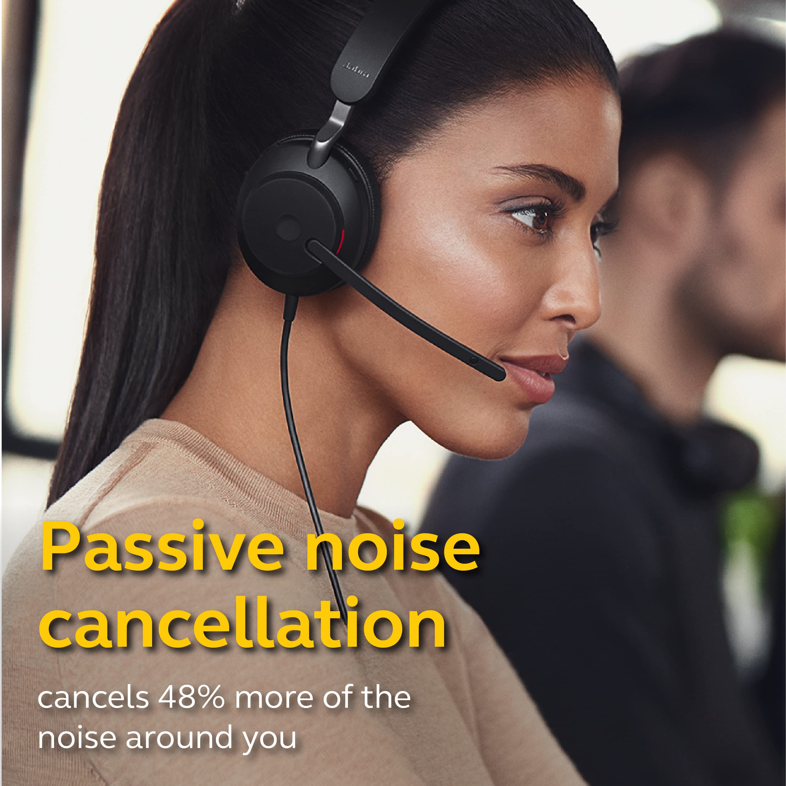 Jabra Evolve2 40 MS Wired USB-A Stereo Headphones - Black | Noise Cancelling Office Headset for Telework, Calls & Music | All-Day Comfort | MS-Optimized USB-A Connection | Perfect for Remote Work, Video Conferencing & Focus Music