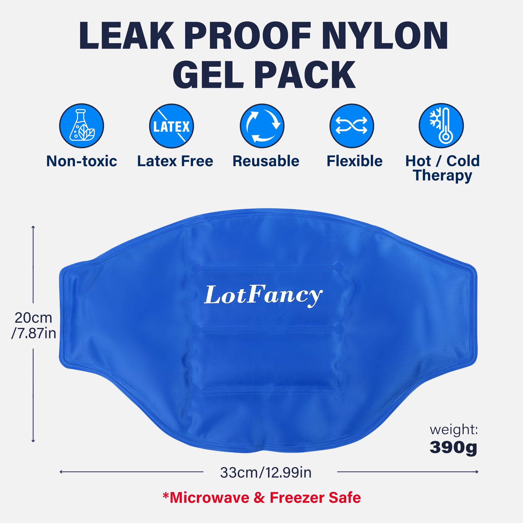 LotFancy Reusable Hot & Cold Therapy Gel Packs (2-Pack) for Back, Hip, Waist & Leg Pain Relief - FSA/HSA Eligible Heating & Cooling Compress for Injury Recovery, Post-Workout & Chronic Pain Management