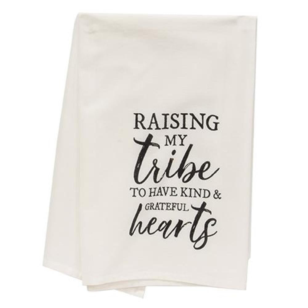 Raising My Tribe to Have Kind and Grateful Hearts Dish Towel - Premium Cotton Kitchen Towel for Drying Dishes, Cleaning & Decor - Perfect for Home, Farmhouse & Cottage Style Kitchens