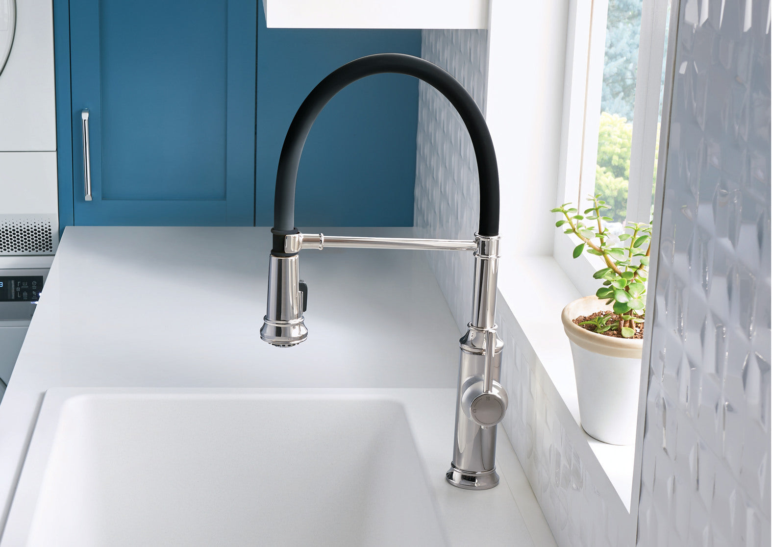 Blanco Empressa Semi-Pro Kitchen Faucet - High Arc Pull-Down Sprayer, Stainless Steel, Commercial-Grade for Home & Restaurant Use