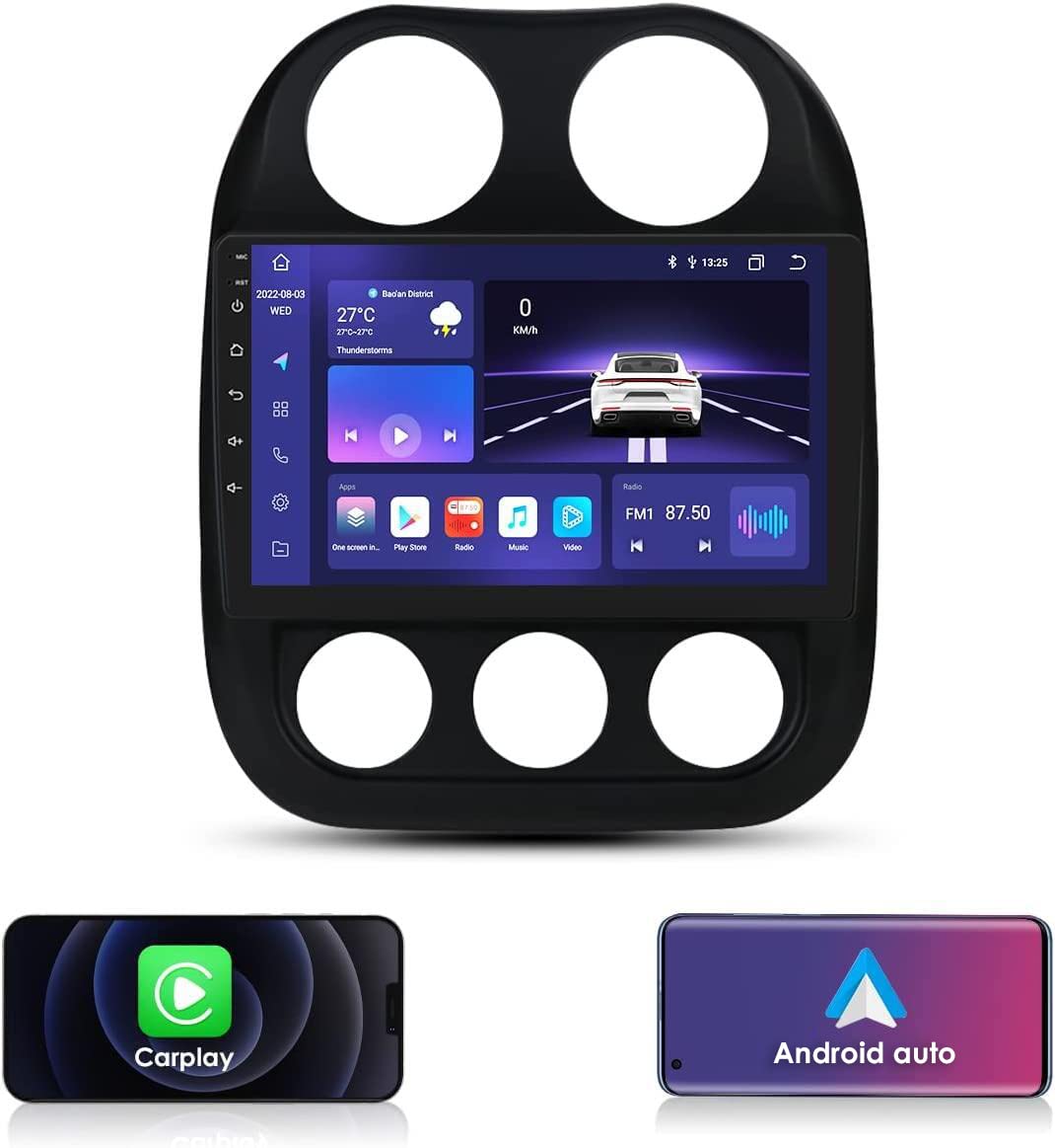 8 Core 4GB RAM Android 12 Car Stereo for Jeep Compass & Patriot 2011-2017 | 10.1