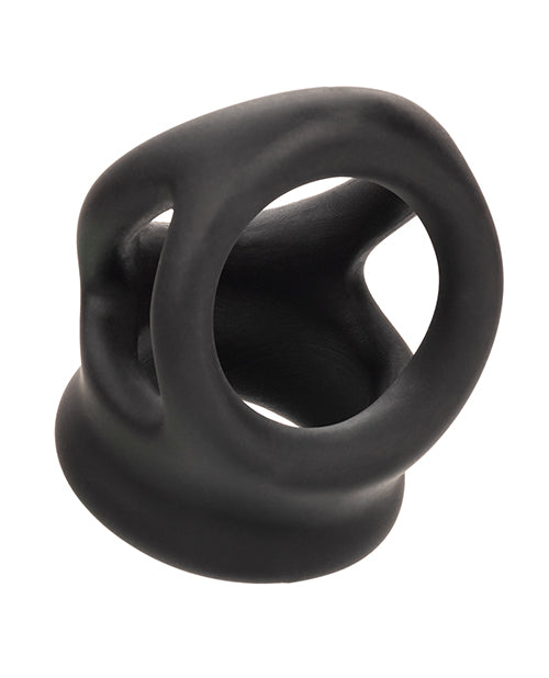 Alpha Liquid Silicone Dual Cage and Ring - Black | Comfortable Stretchy Cock Ring for Men | Perfect for Couples Play & Solo Pleasure