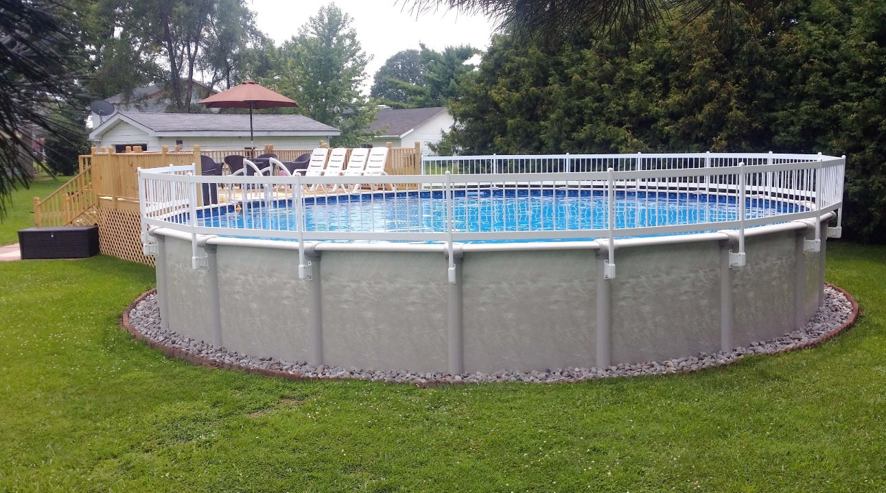 24-Piece Resin Above Ground Pool Fence Base Kit - Durable & Weatherproof Pool Safety Barrier for Backyard, Inground & Outdoor Pools - Perfect for Families with Kids & Pets