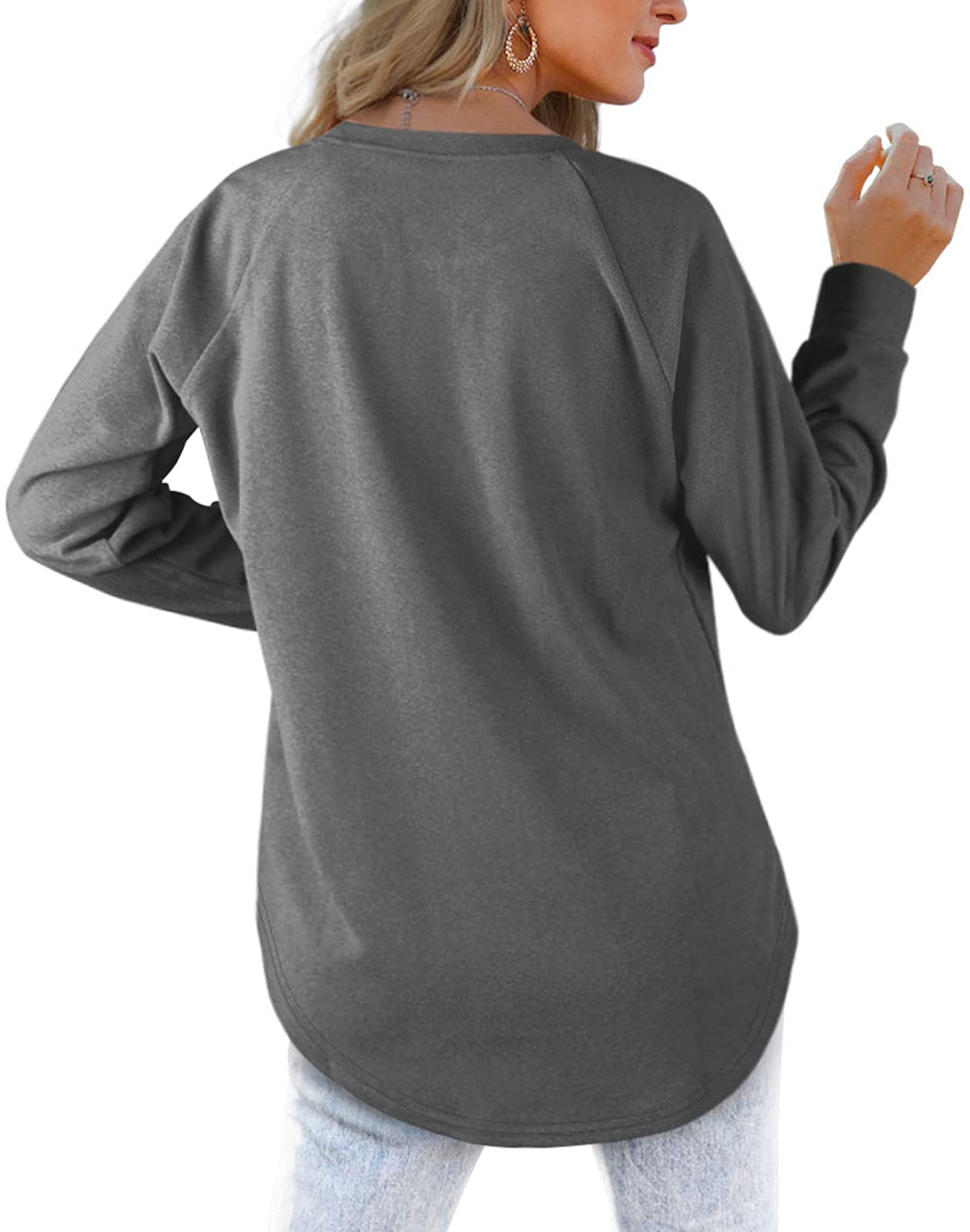 XIEERDUO Women's Loose Fit Crewneck Sweatshirt - Long Sleeve Pullover Top for Casual Wear, Lounge & Everyday Outfits