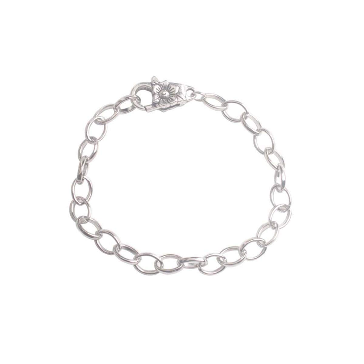 ChangJin 10PCS Silver Tone Metal Chain Flower Clasp Bracelets 22cm for Jewelry Making DIY - Perfect for Necklace Extenders, Boho Bracelets & Handmade Jewelry Crafting