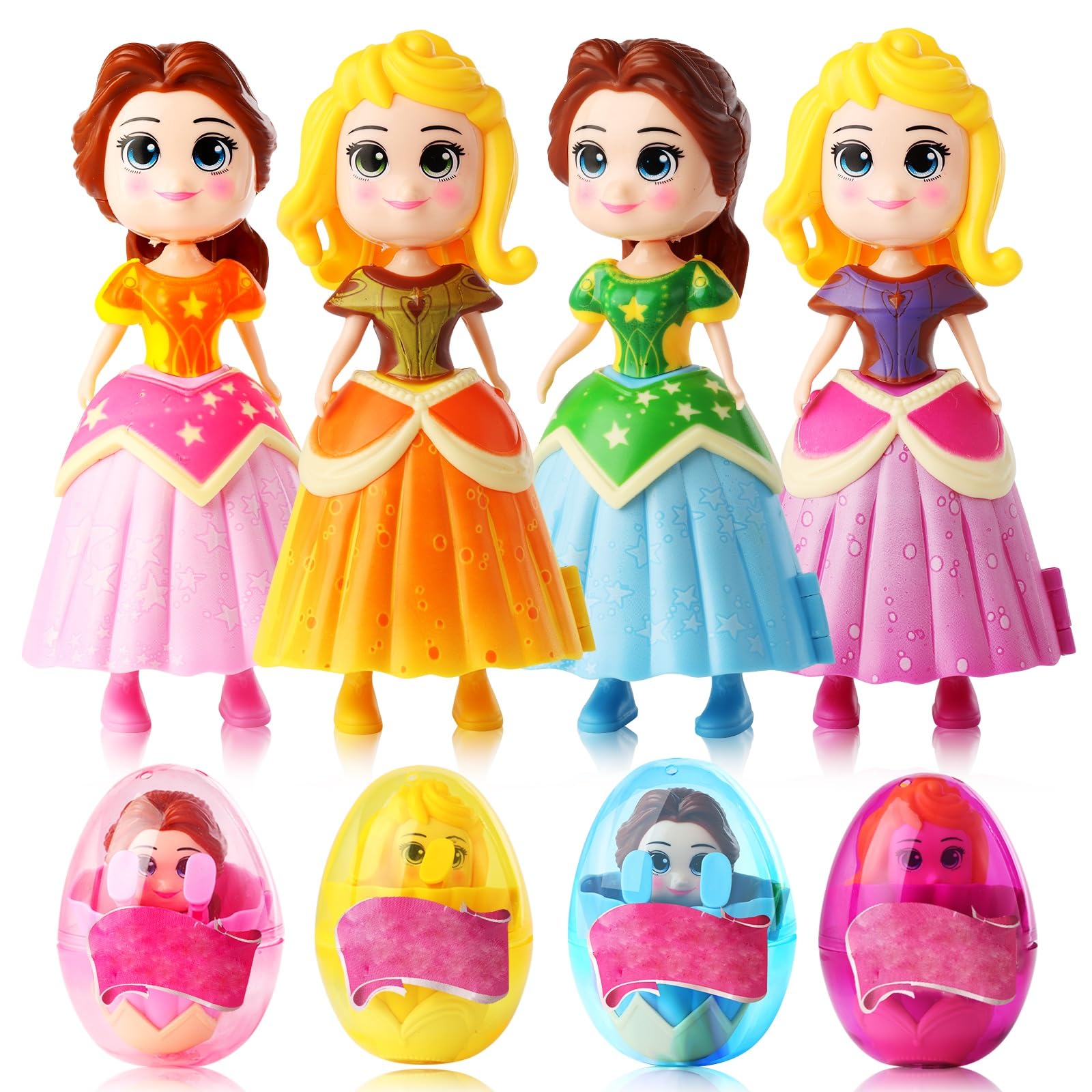 4 Pack Jumbo Princess Easter Eggs - Prefilled Deformation Toys for Kids & Toddlers (Boys & Girls) | Easter Basket Stuffers, Gifts & Fillers | Perfect for Easter Celebrations, Party Favors & Holiday Surprises