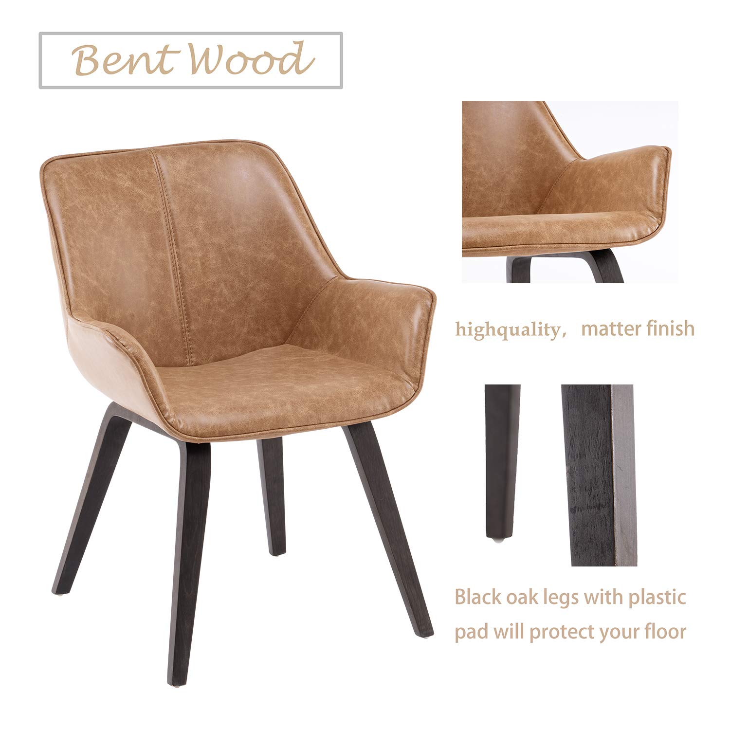 Set of 4 Yellow PU Leather Modern Accent Chairs - Upholstered Living Room & Dining Room Chairs for Home Decor - Perfect for Small Spaces, Apartments, and Cozy Reading Nooks