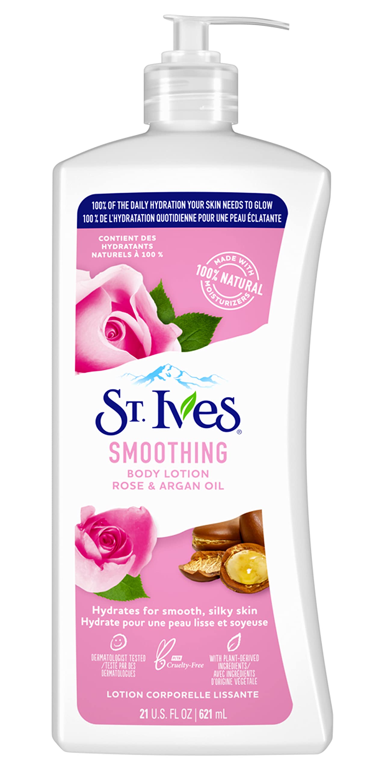 St. Ives Smoothing Rose & Argan Oil Body Lotion - Hydrating & Nourishing Dry Skin Care for Women & Men - Perfect for Daily Moisturizing After Shower or Before Bed