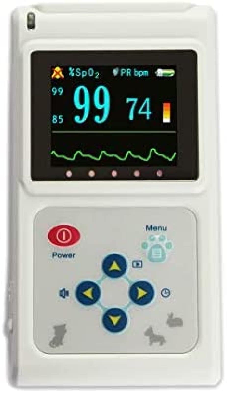 Rechargeable Veterinary Pulse Oximeter - Heart Rate & SPO2 Monitor with Ear/Tongue Sensor for Pets - Home & Hospital Use for Dogs, Cats, and Small Animals