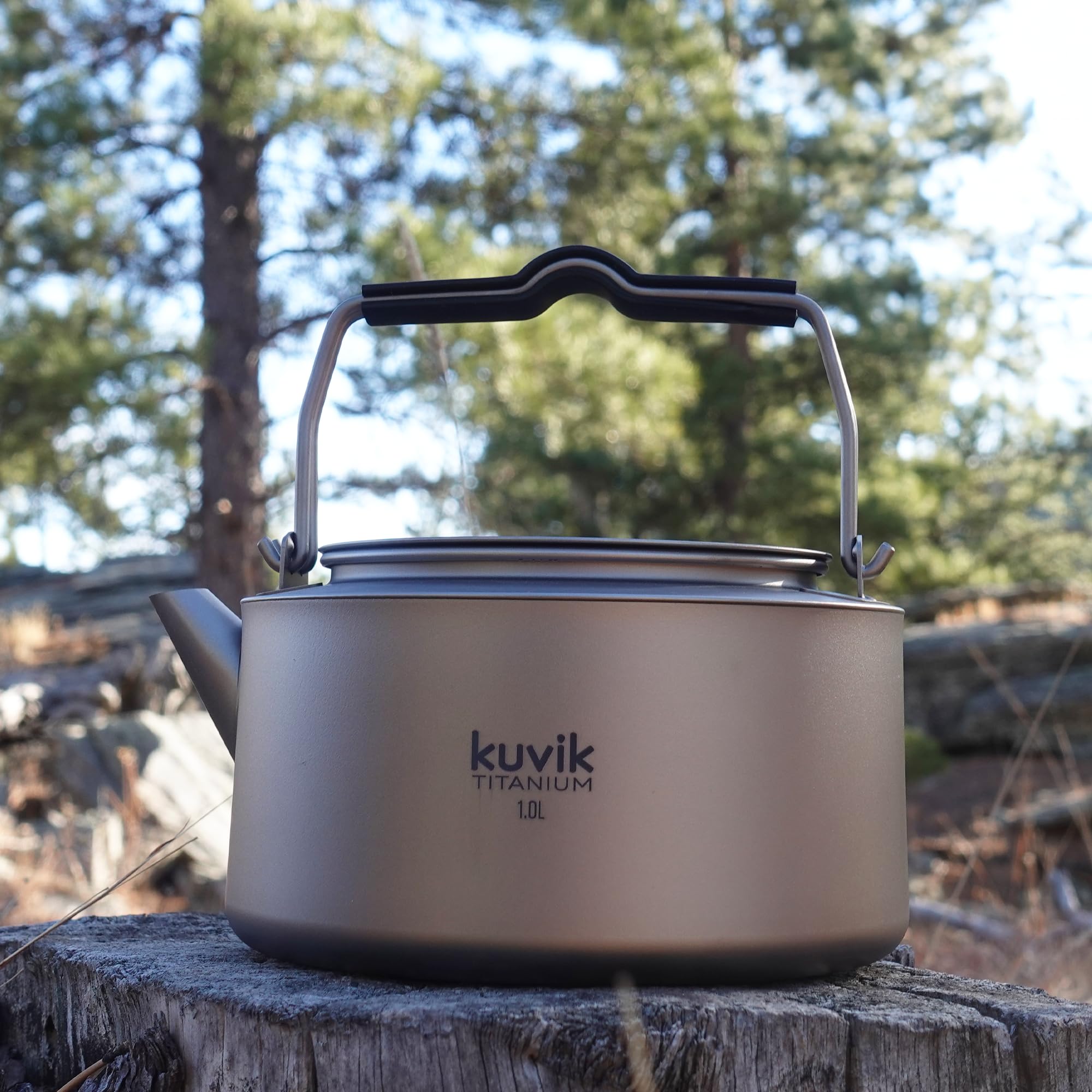Kuvik Titanium Kettle 1.0L (33.8 oz) - Ultralight Compact Camping Kettle for Backpacking, Hiking & Outdoor Adventures | Perfect for Travel, Home Use & Emergency Preparedness