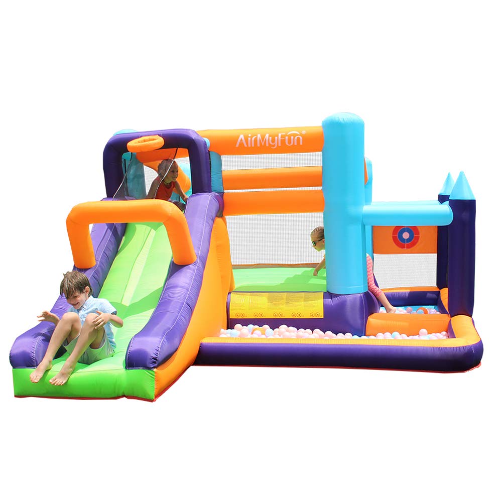 **AirMyFun Inflatable Bounce House with Slide for Kids - Indoor & Outdoor Bouncy Castle with Blower for Toddlers & Big Kids - Perfect for Backyard Parties, Birthday Celebrations & Family Fun**
