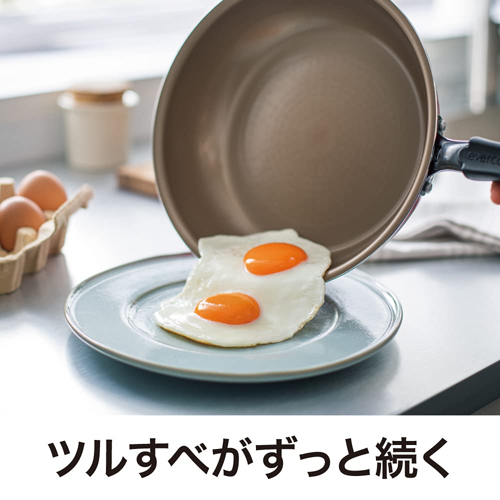Evercook Nonstick Frying Pan 8.7 Inch (22cm) - IH Compatible Skillet for Gas, Electric & Induction Cooktops - Red Doshisha Cookware for Perfect Omelets, Pancakes & Stir-Fry