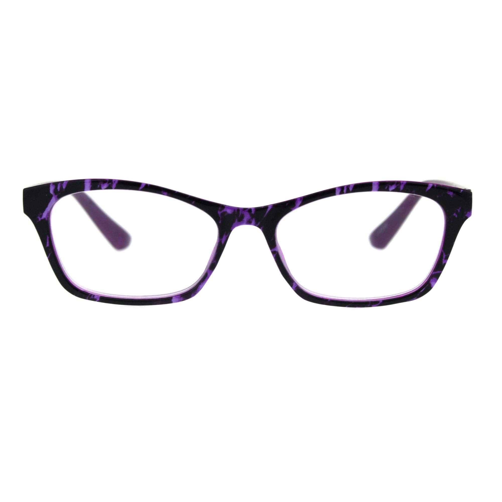 SA106 Women's Rectangular Marble Print Plastic Reading Glasses - Lightweight & Durable for Work, Reading, and Computer Use