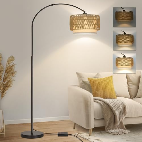 Black Base with Rattan Shade