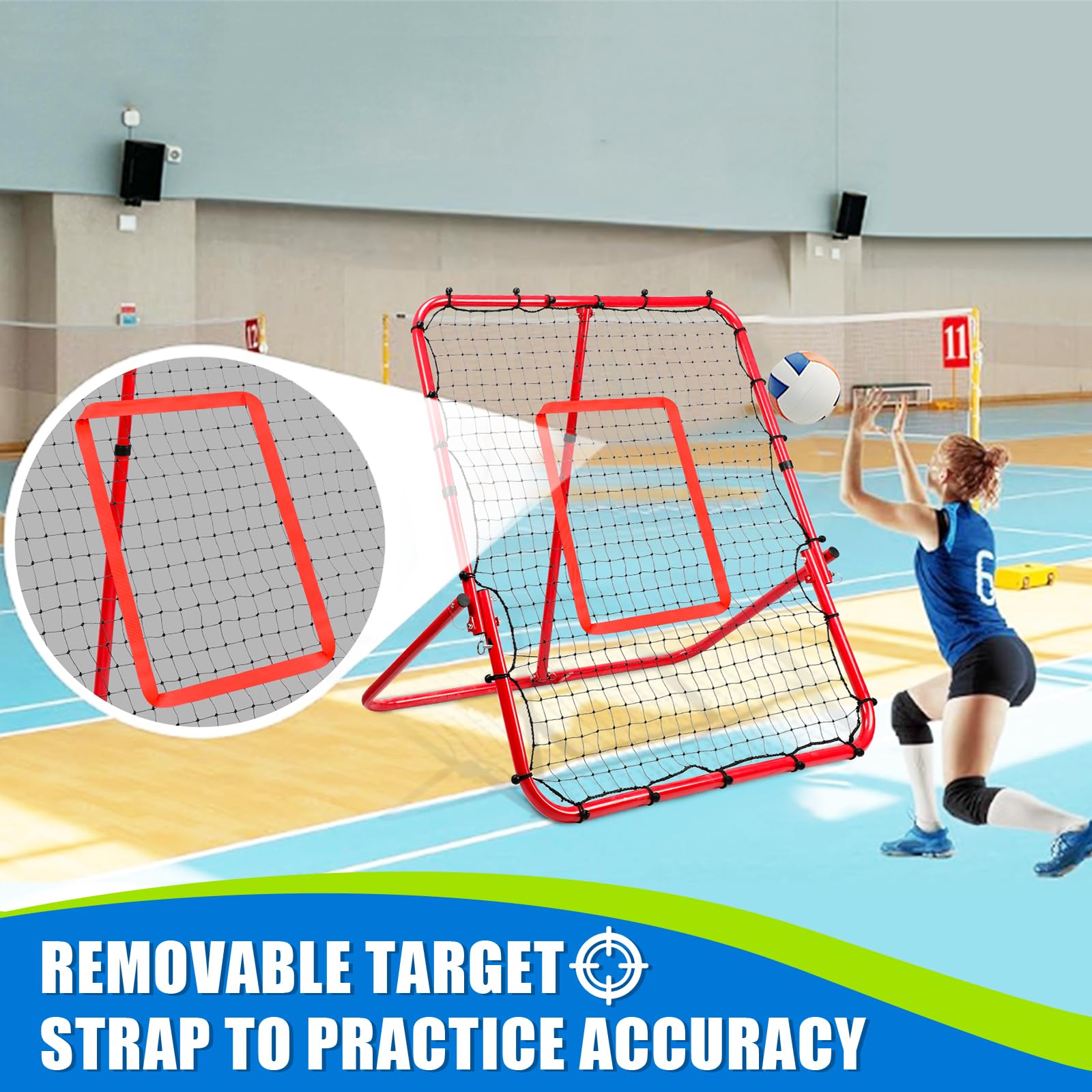 Official Volleyball Rebounder Net - No Installation Needed, Adjustable 7 Angles & 4 Zones for Backyard Training - Perfect for Baseball, Soccer, Volleyball Practice - Improve Skills with Easy Setup All-Angle Training - Ideal for Home, School & Team Drills