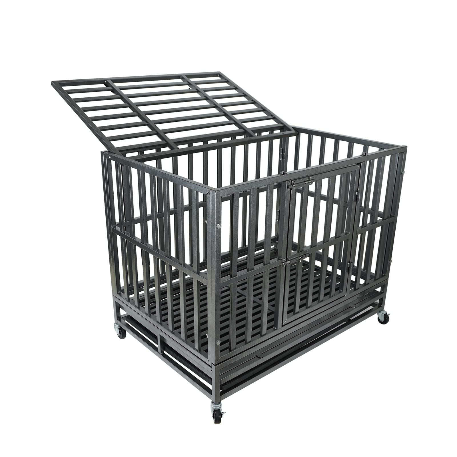 37 Inch Heavy Duty Dog Cage Kennel - Strong Metal Dog Crate for Large Dogs - Indoor & Outdoor Use for Home, Travel, and Training