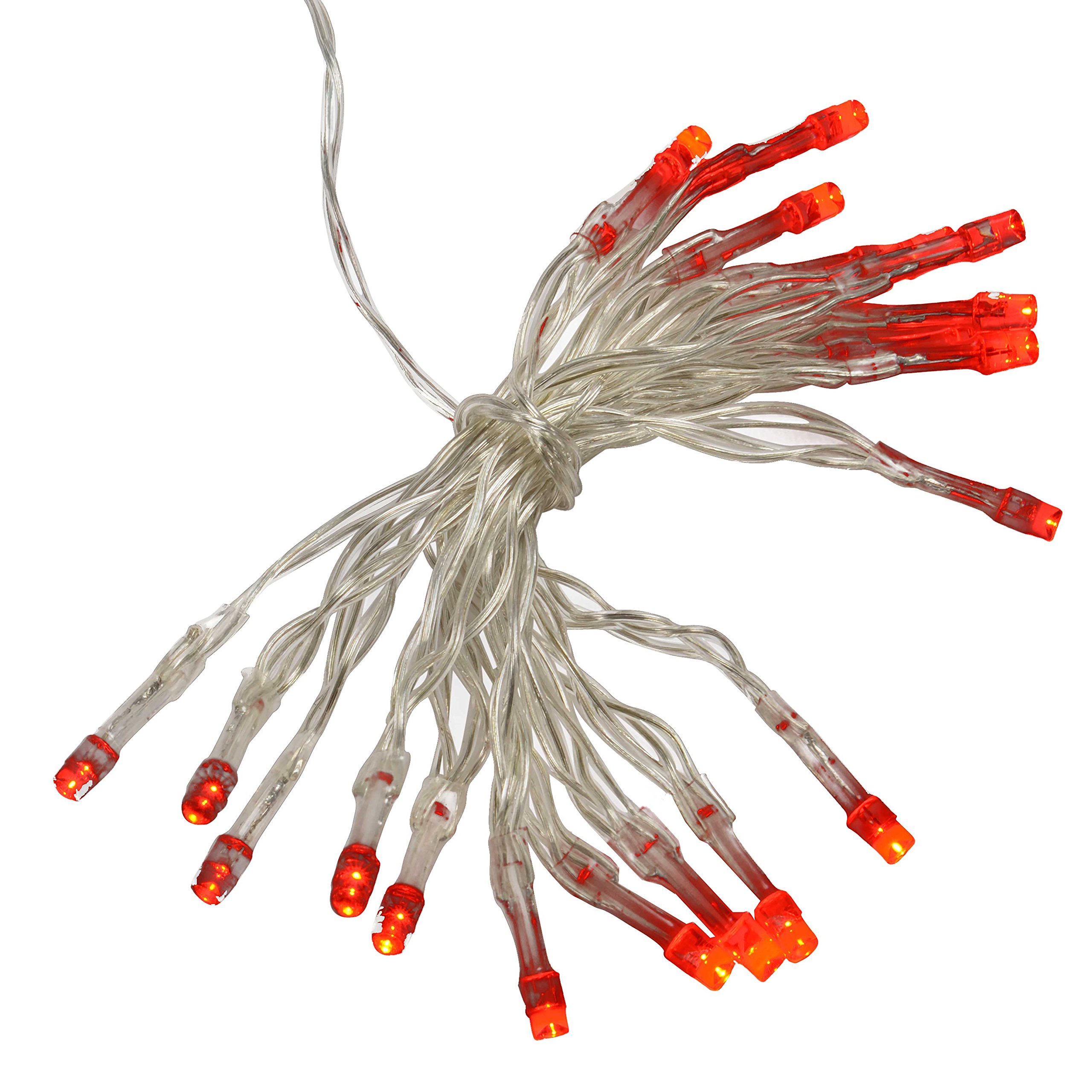 Battery Operated LED String Lights - 20-Piece Red Static/Flash Mode for Christmas, Party, Wedding, and Home Decor