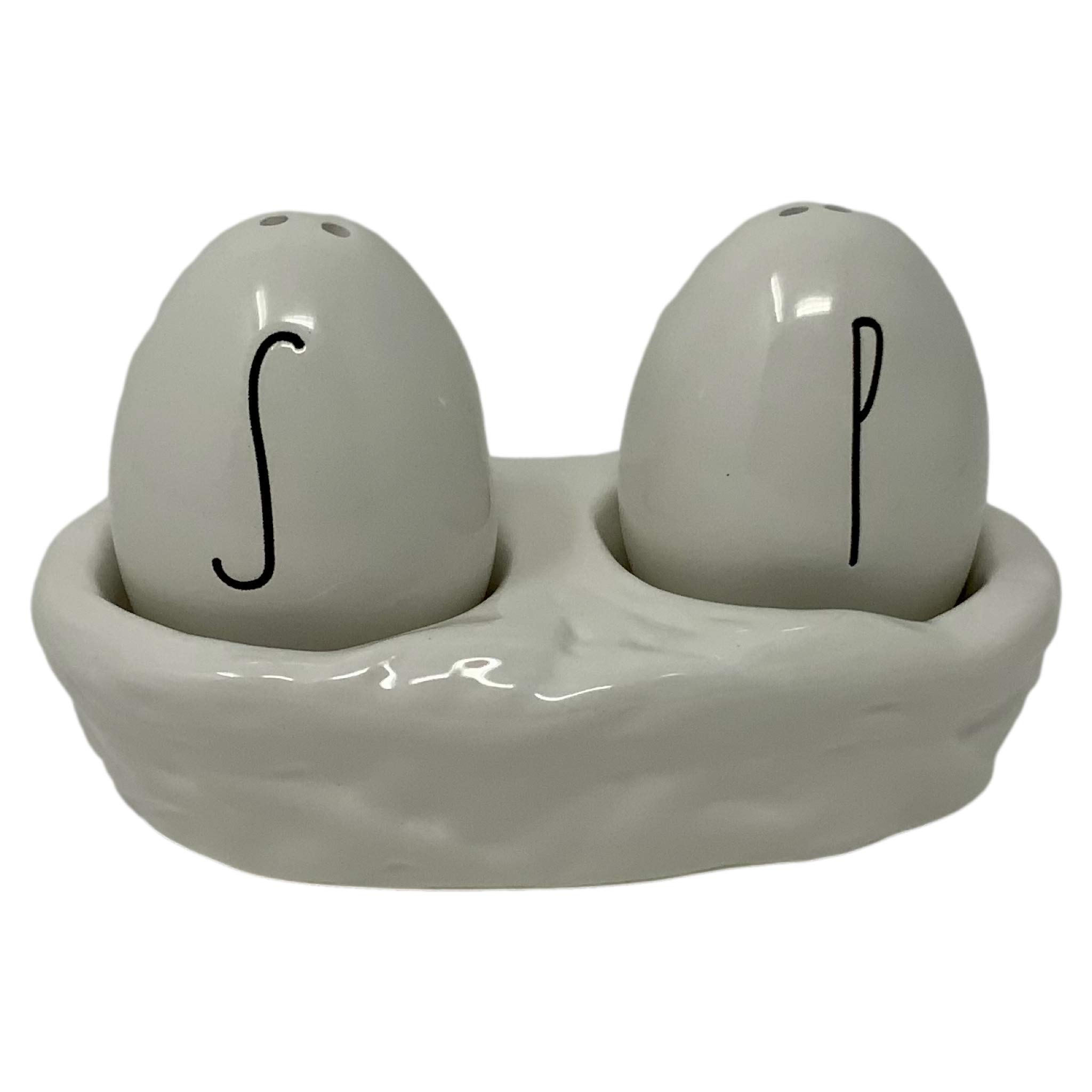 Rae Dunn Easter Egg Style Salt and Pepper Shakers Set - Artisan Collection by Magenta - Perfect for Kitchen Decor & Rae Dunn Home Accessories - Ideal for Easter Dining, Holiday Tablescapes & Farmhouse Style Kitchens