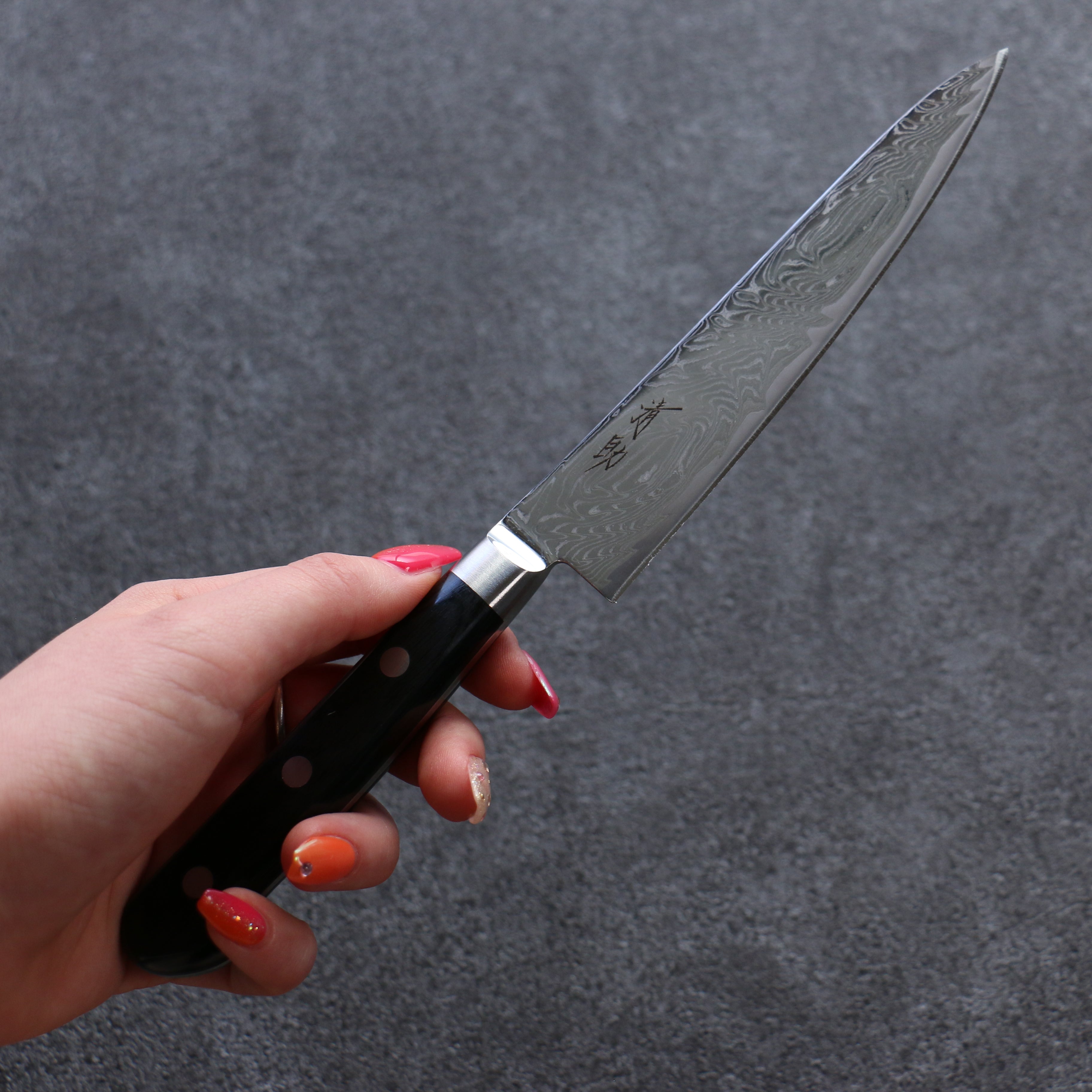 Premium AUS10 Damascus Steel Petty Knife 135mm - Mirrored Finish, Black Pakka Wood Handle - Perfect for Slicing, Peeling & Precision Kitchen Tasks
